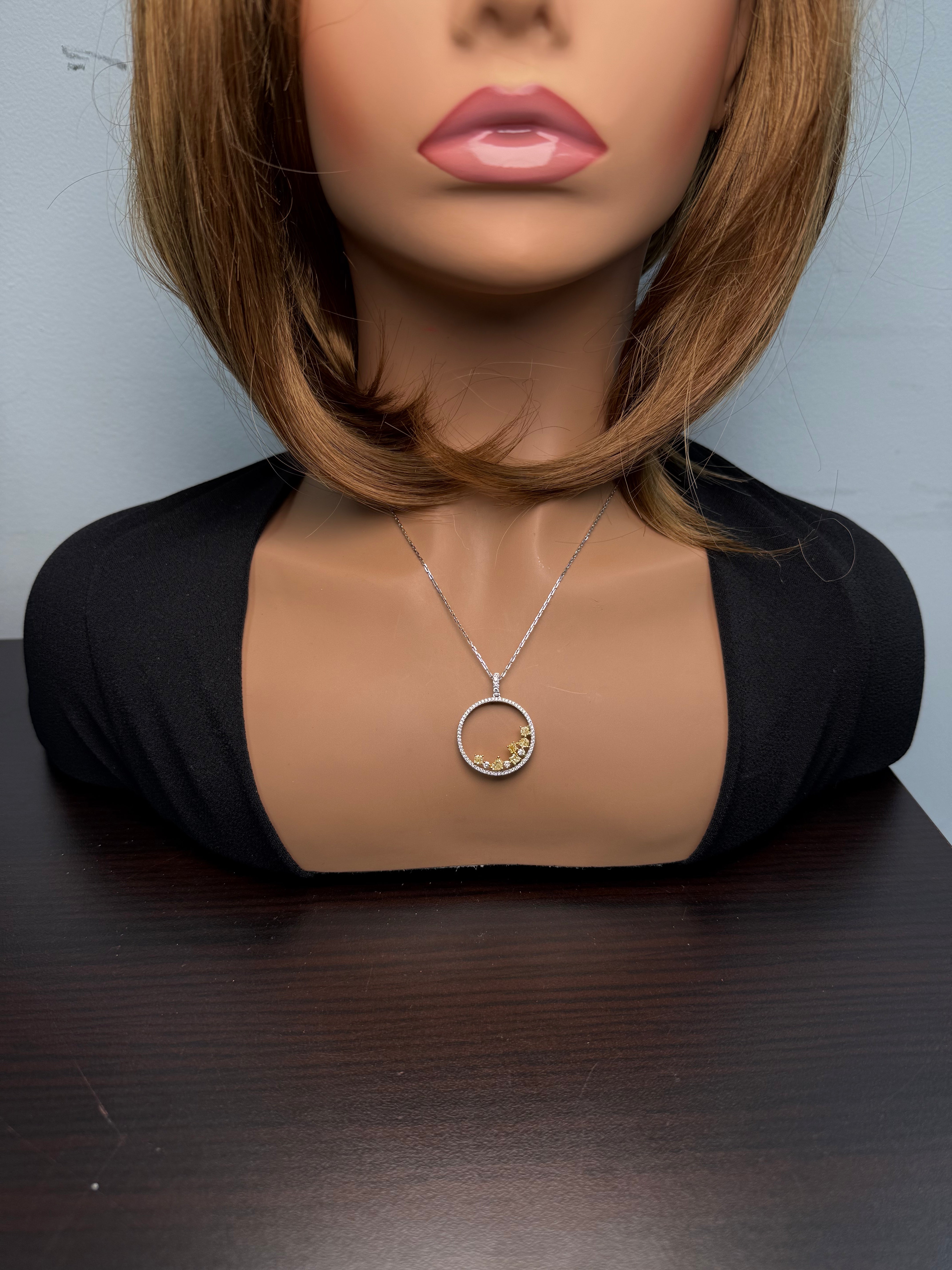 Natural Yellow Radiant Diamond Pendant