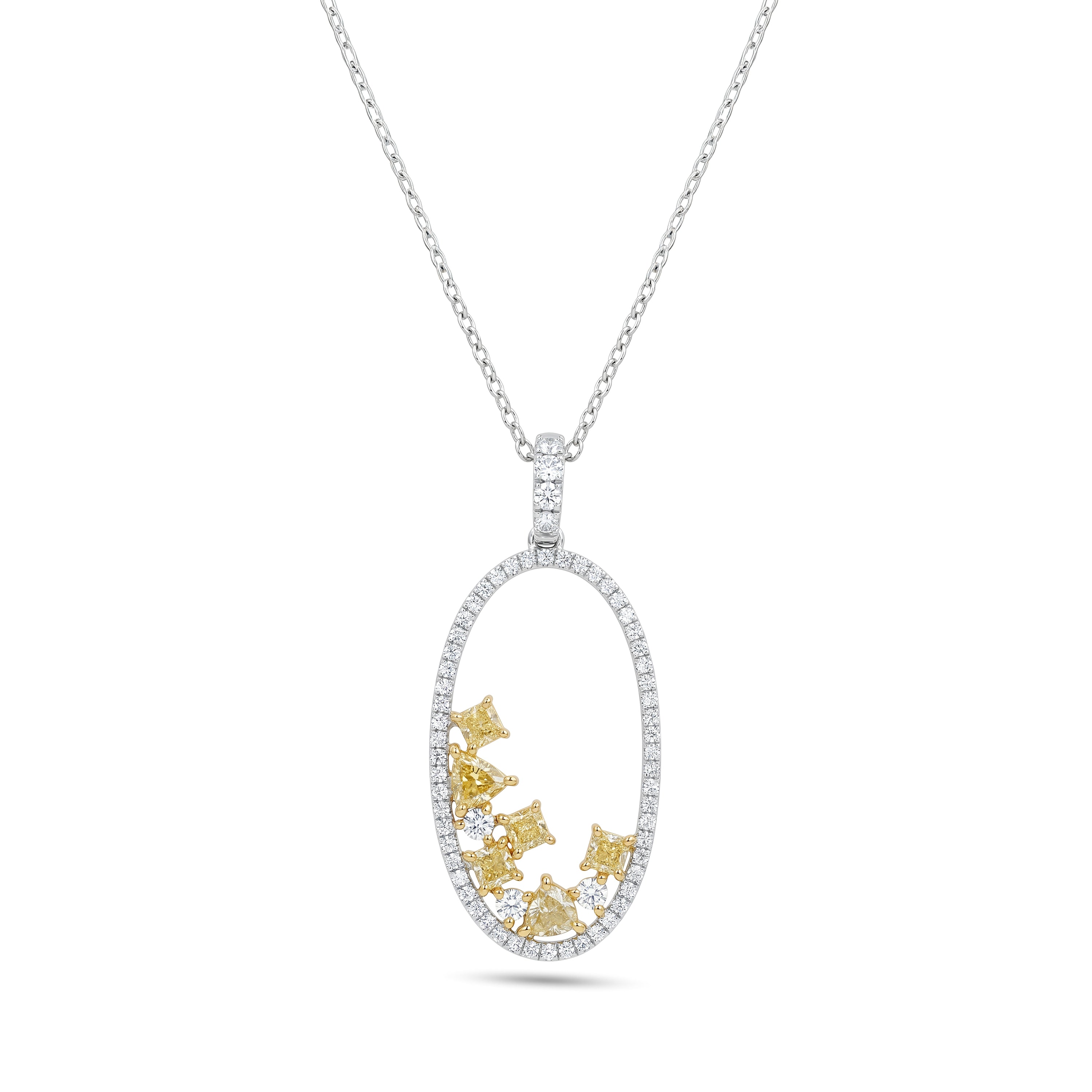 Natural Multi-shape Yellow Diamond Oval Pendant