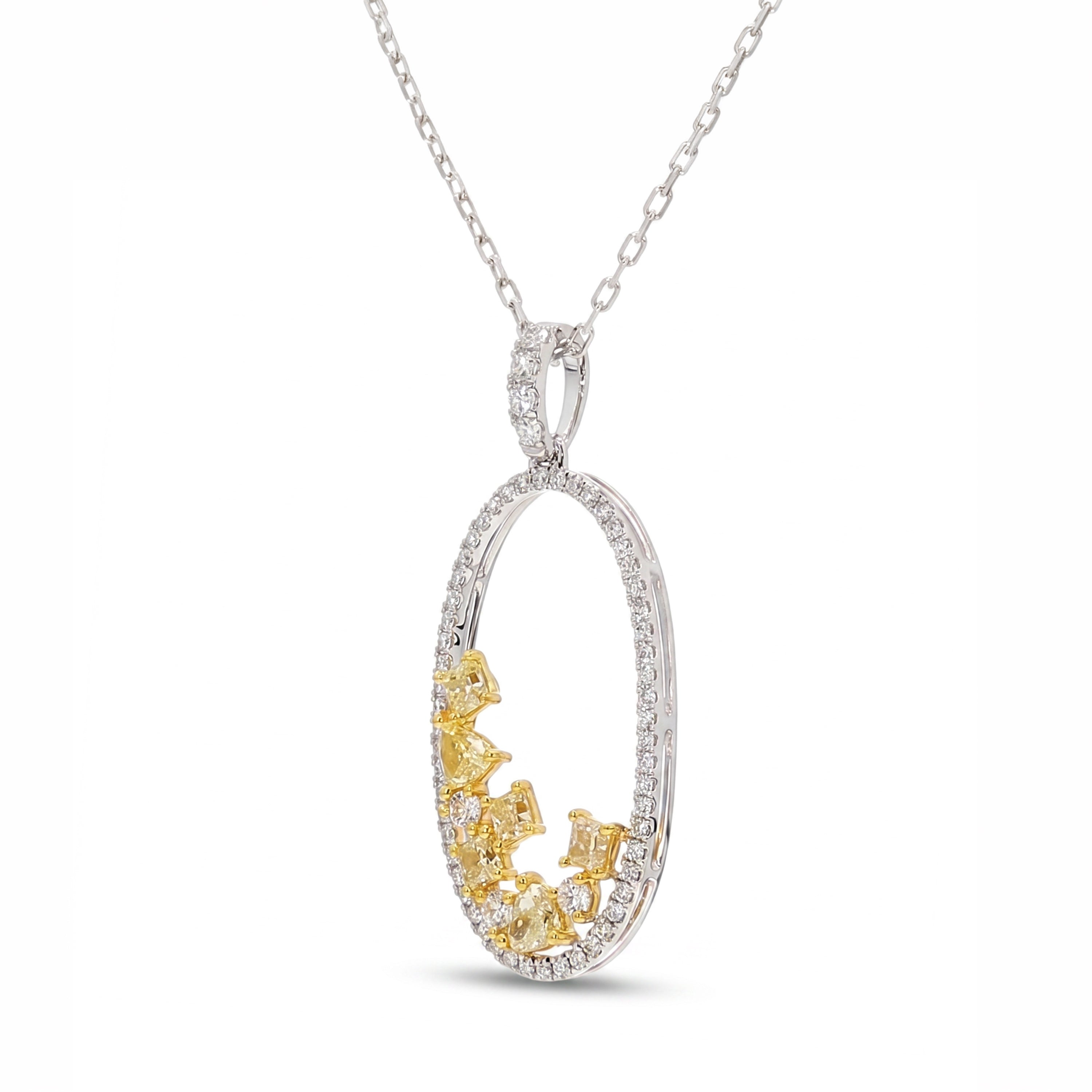 Natural Multi-shape Yellow Diamond Oval Pendant
