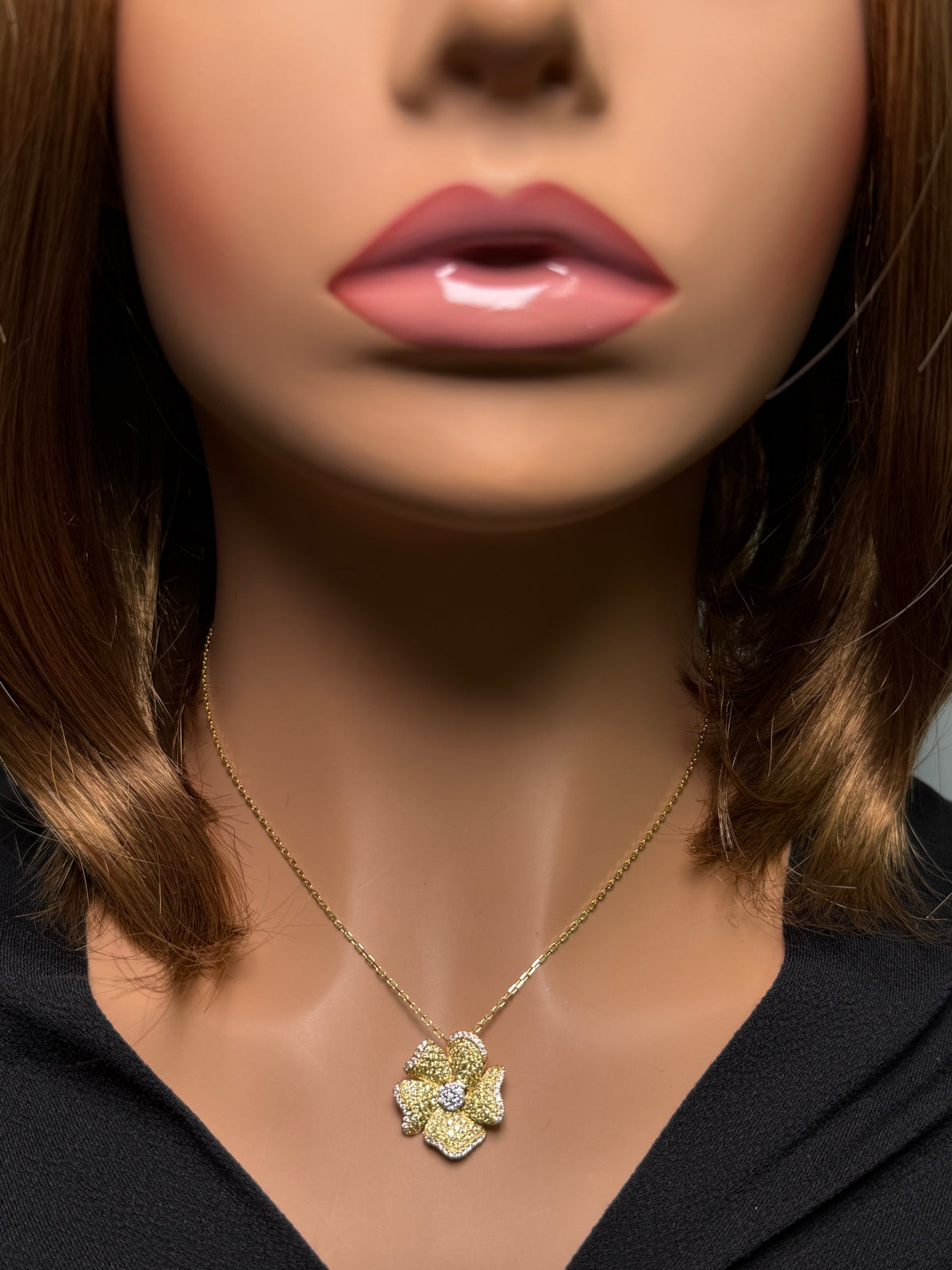 Natural Yellow Round Diamond Pendant