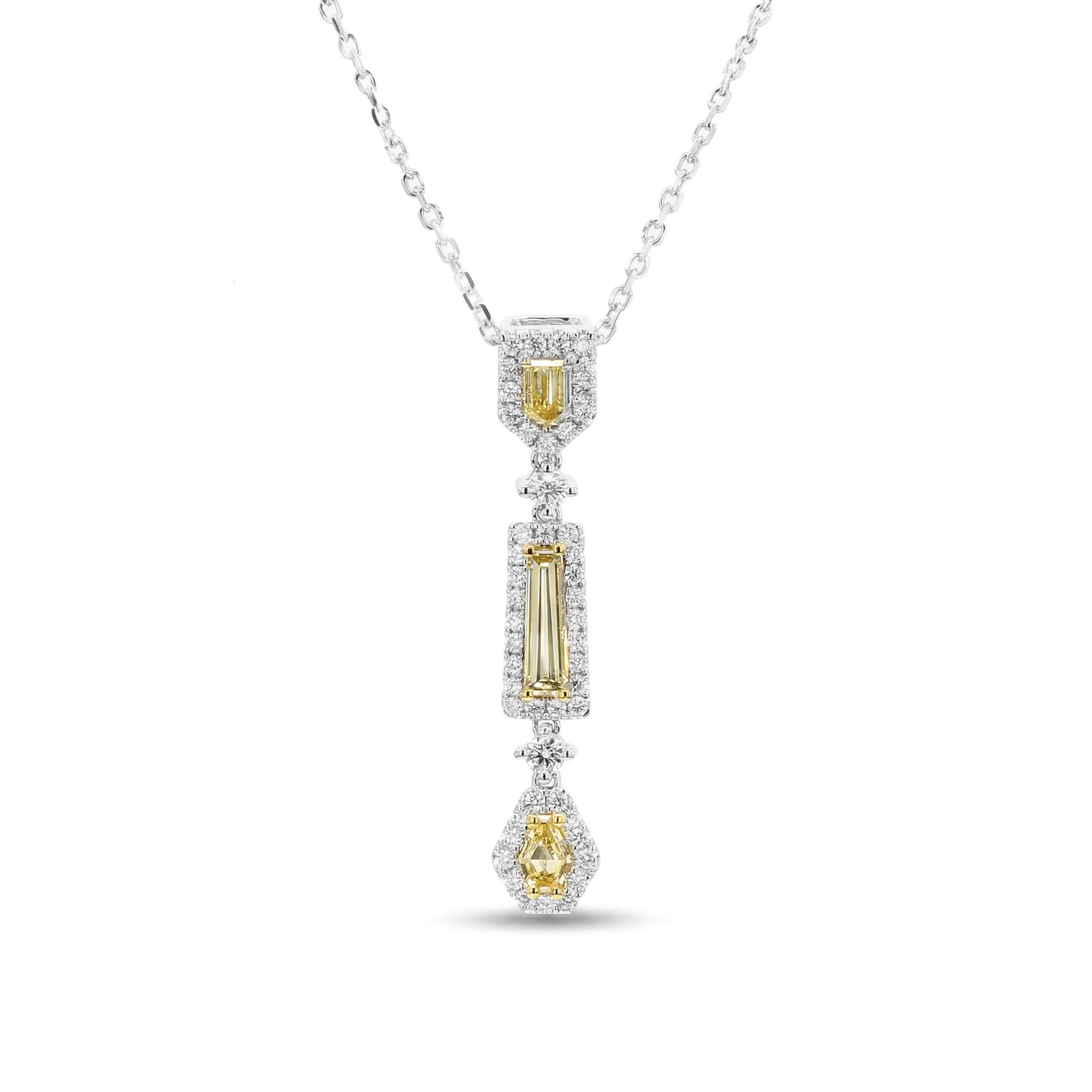 Natural Yellow Kite Diamond Halo Drop Pendant | GIA Certified