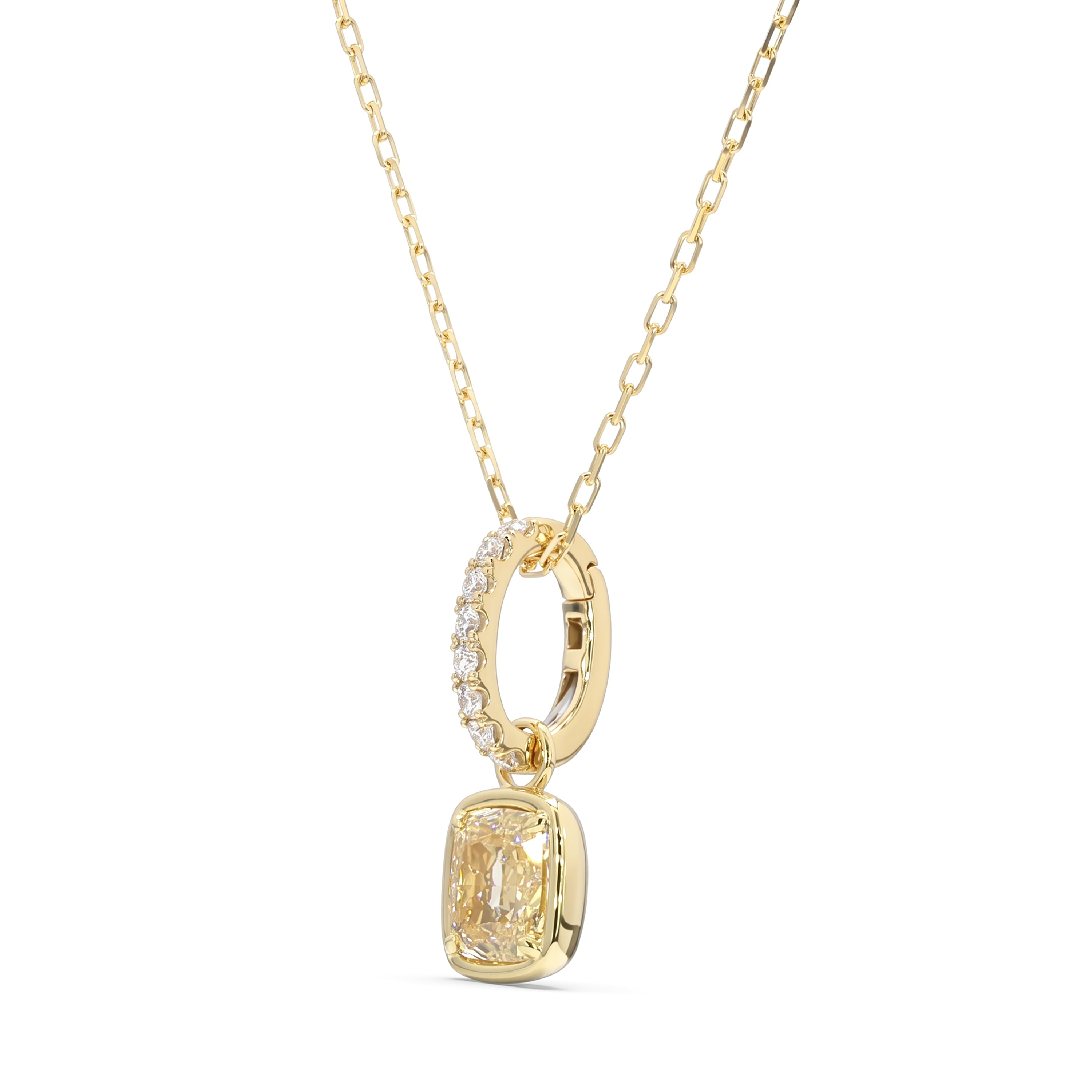 Natural Yellow Cushion Diamond Bezel Pendant | GIA Certified