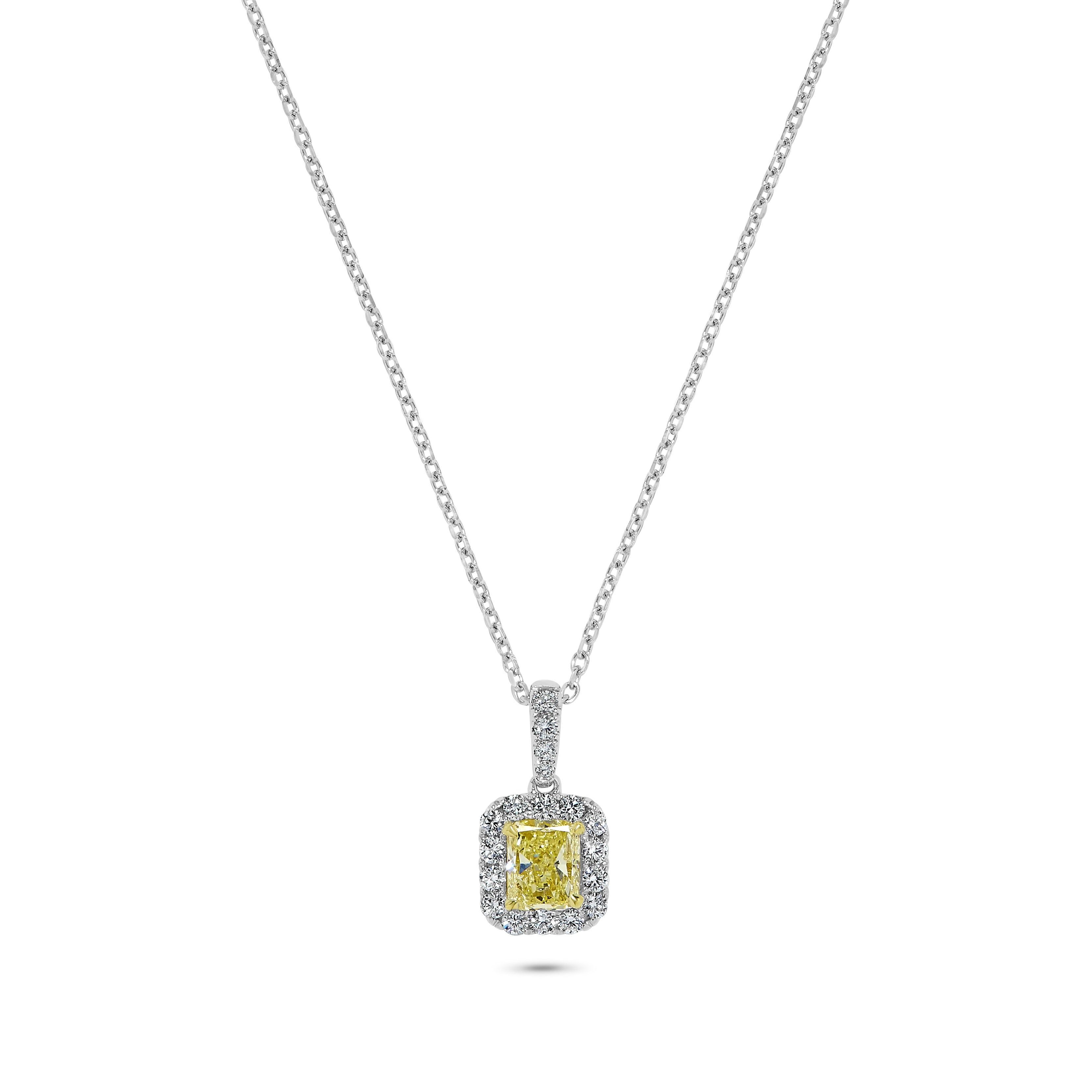 Yellow Radiant Cut & White Diamond Pendant JP1058GH