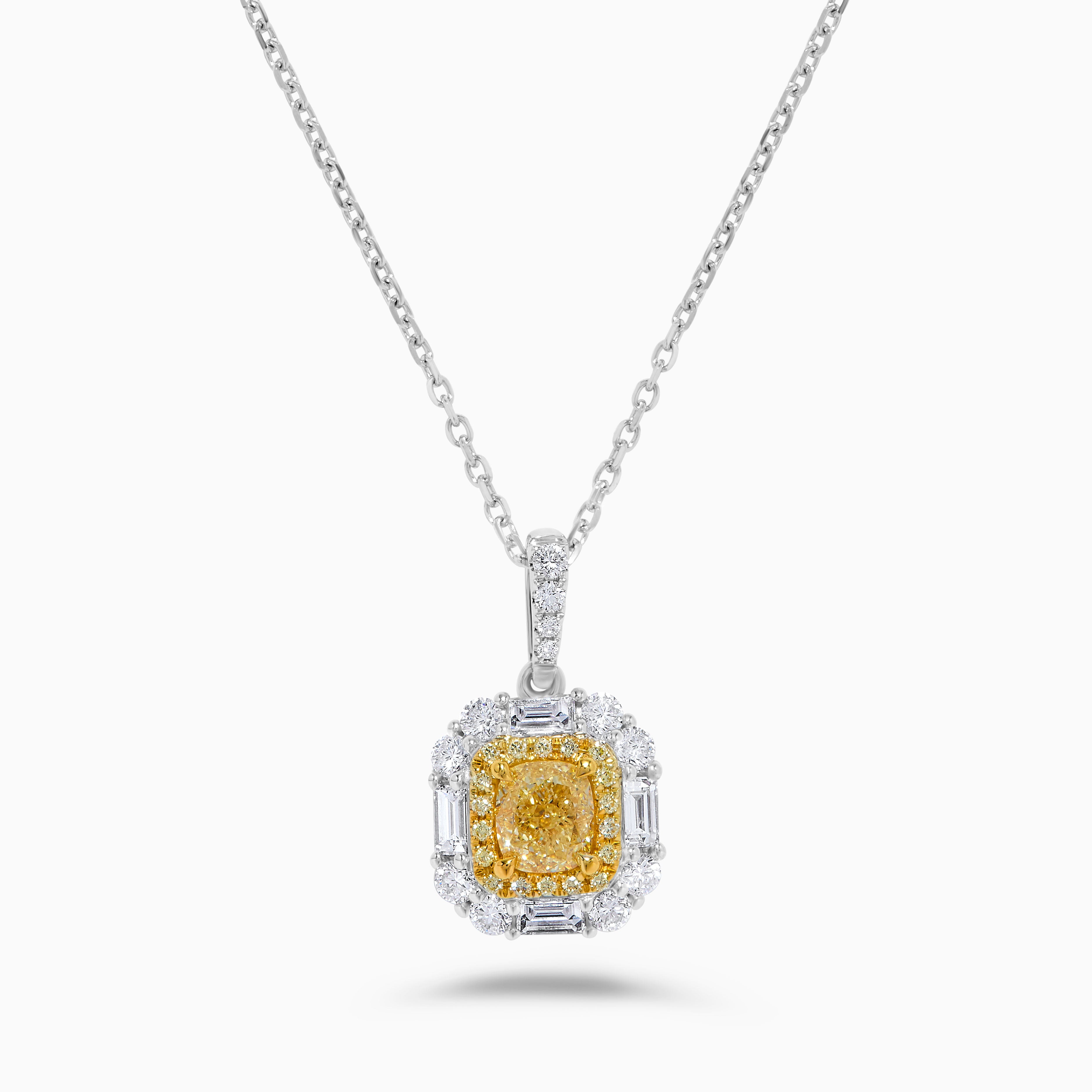 GIA Yellow Cushion & White Diamond Pendant JP1077GH
