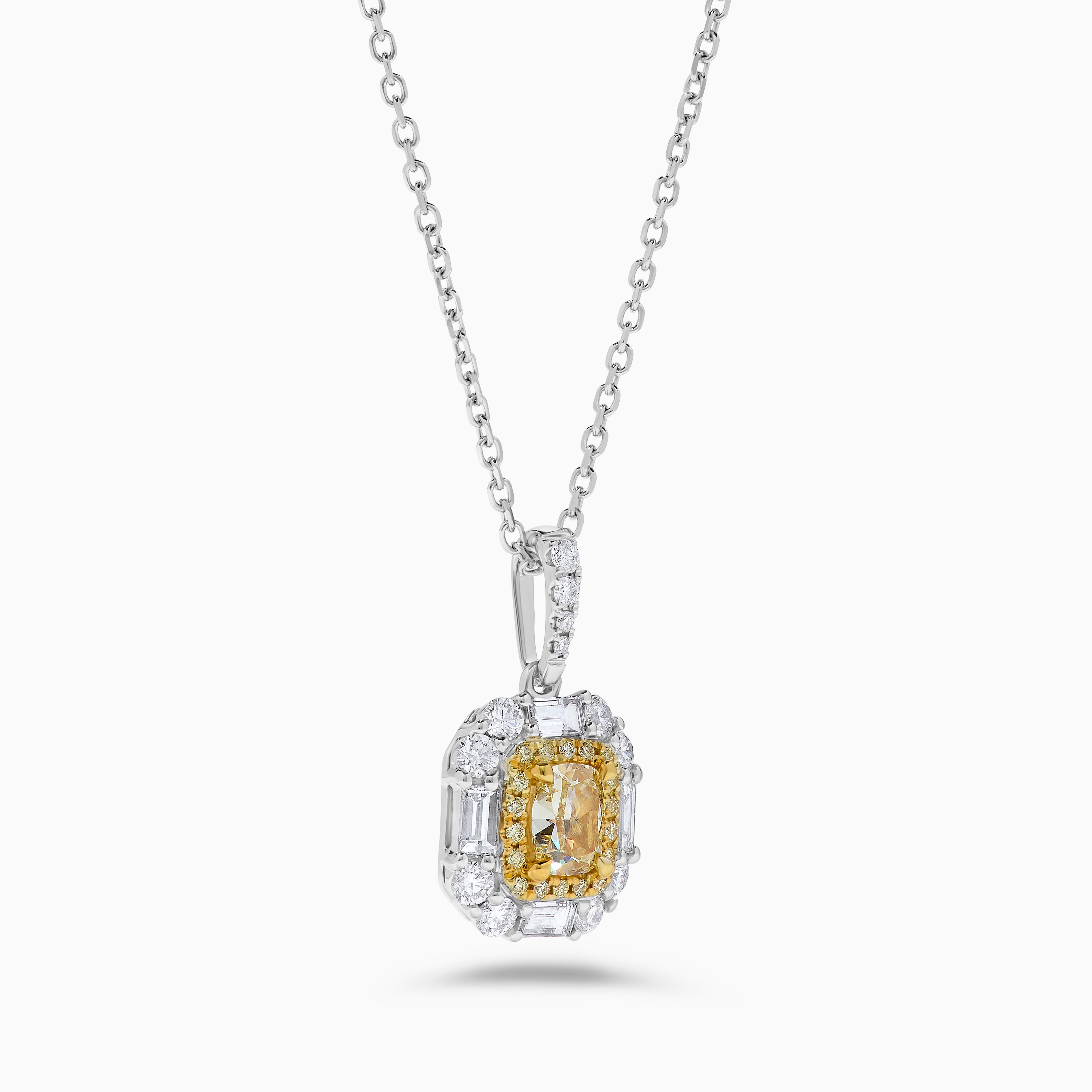 GIA Yellow Cushion & White Diamond Pendant JP1077GH