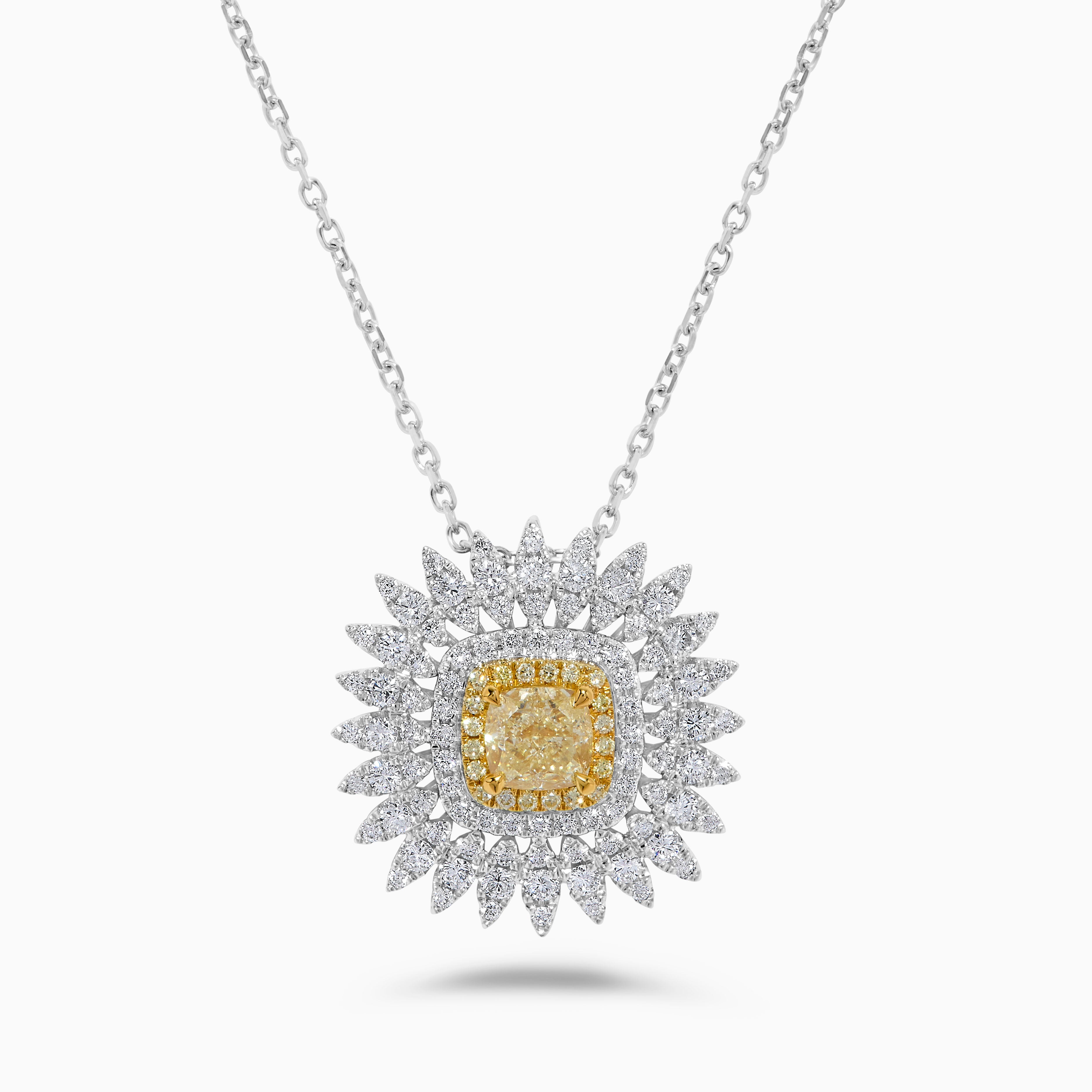 GIA Yellow Cushion Cut Diamond Pendant JP1078GH
