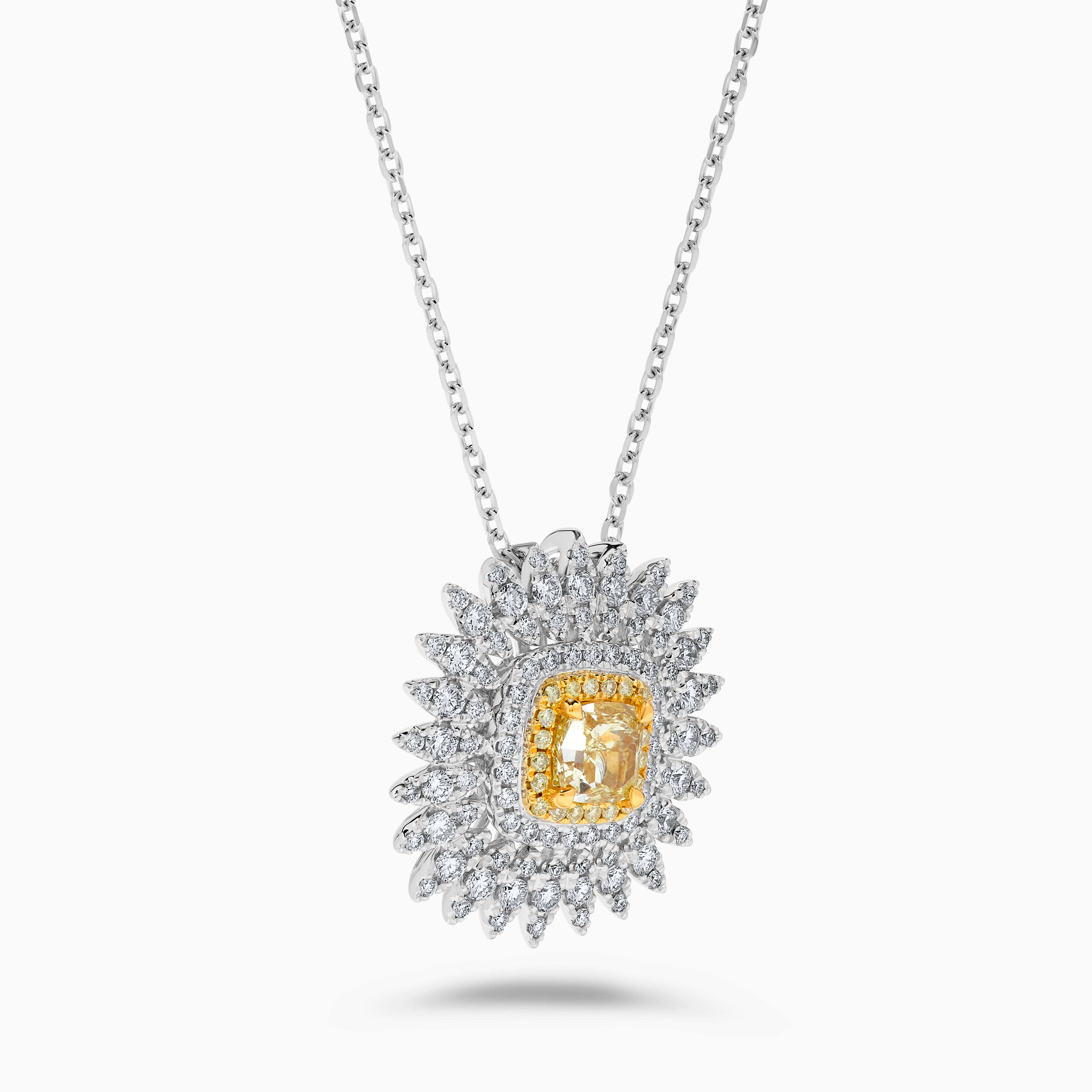 GIA Yellow Cushion Cut Diamond Pendant JP1078GH