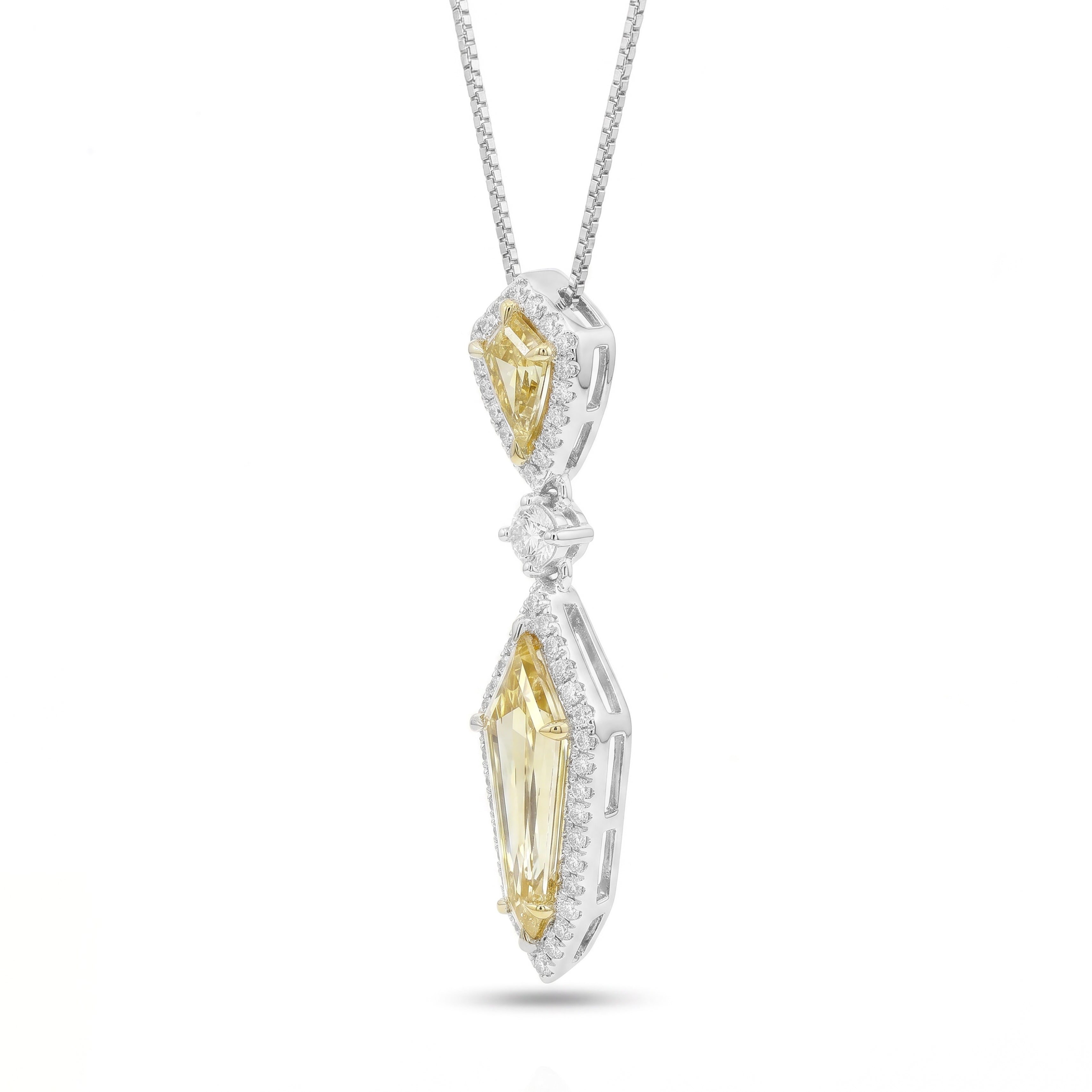 Natural Yellow Kite Diamond Drop Pendant | GIA Certified