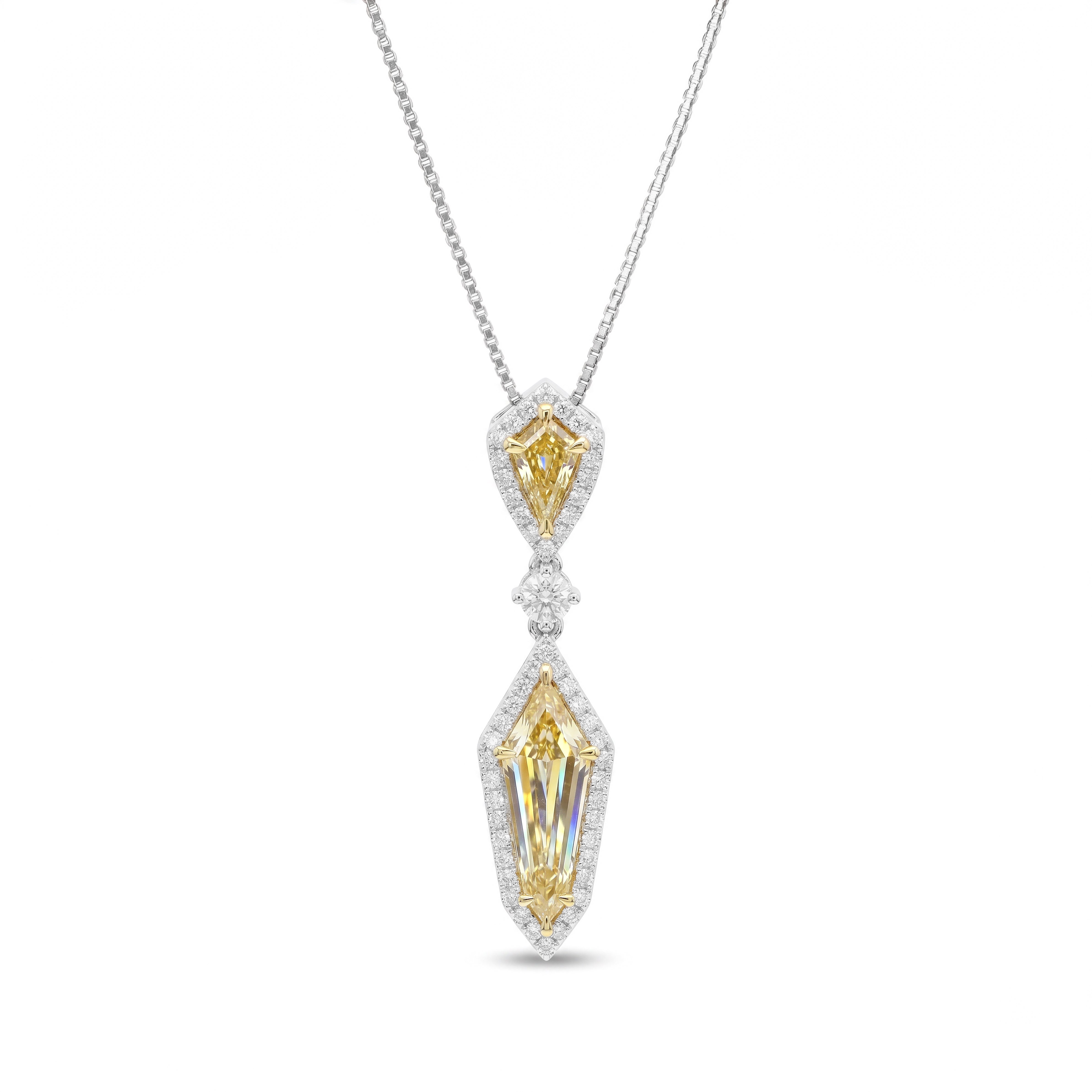 Natural Yellow Kite Diamond Drop Pendant | GIA Certified