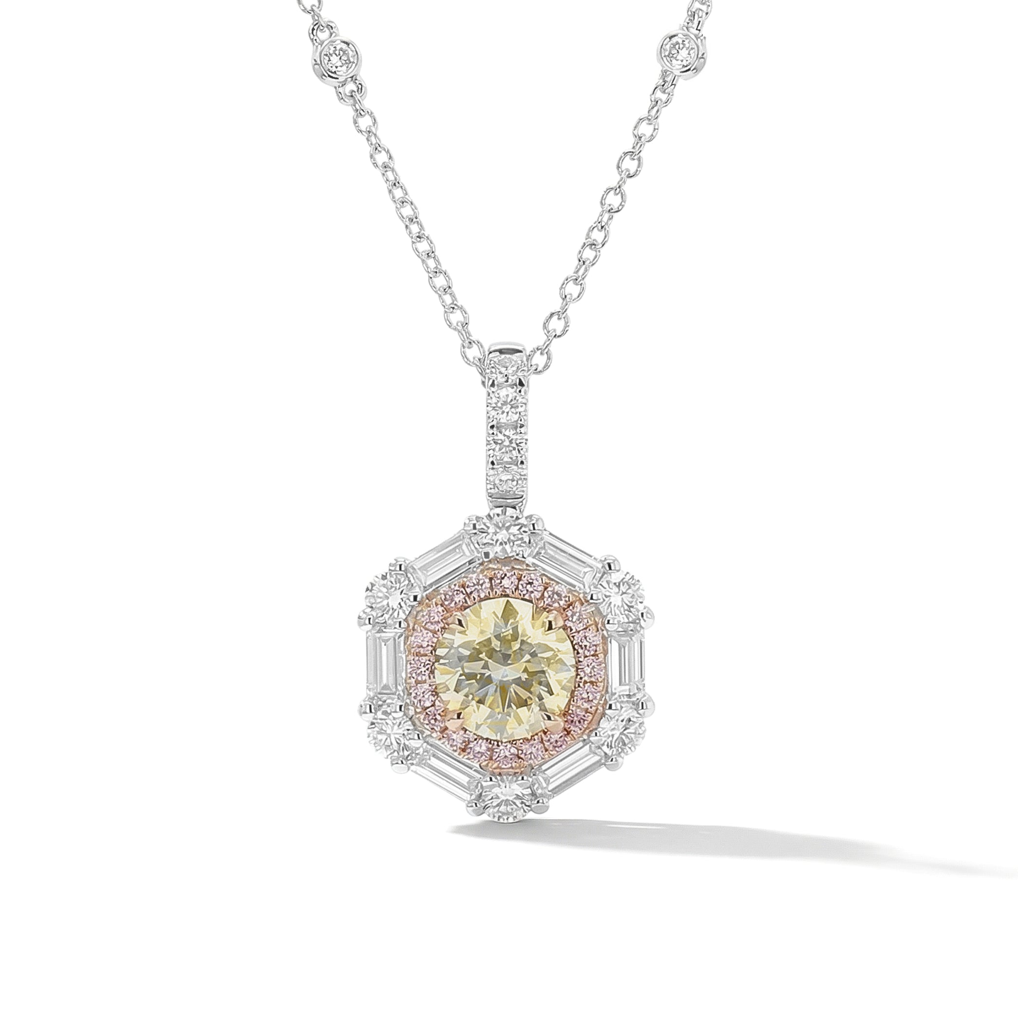 Natural Yellow Round Diamond Pendant GIA Certified