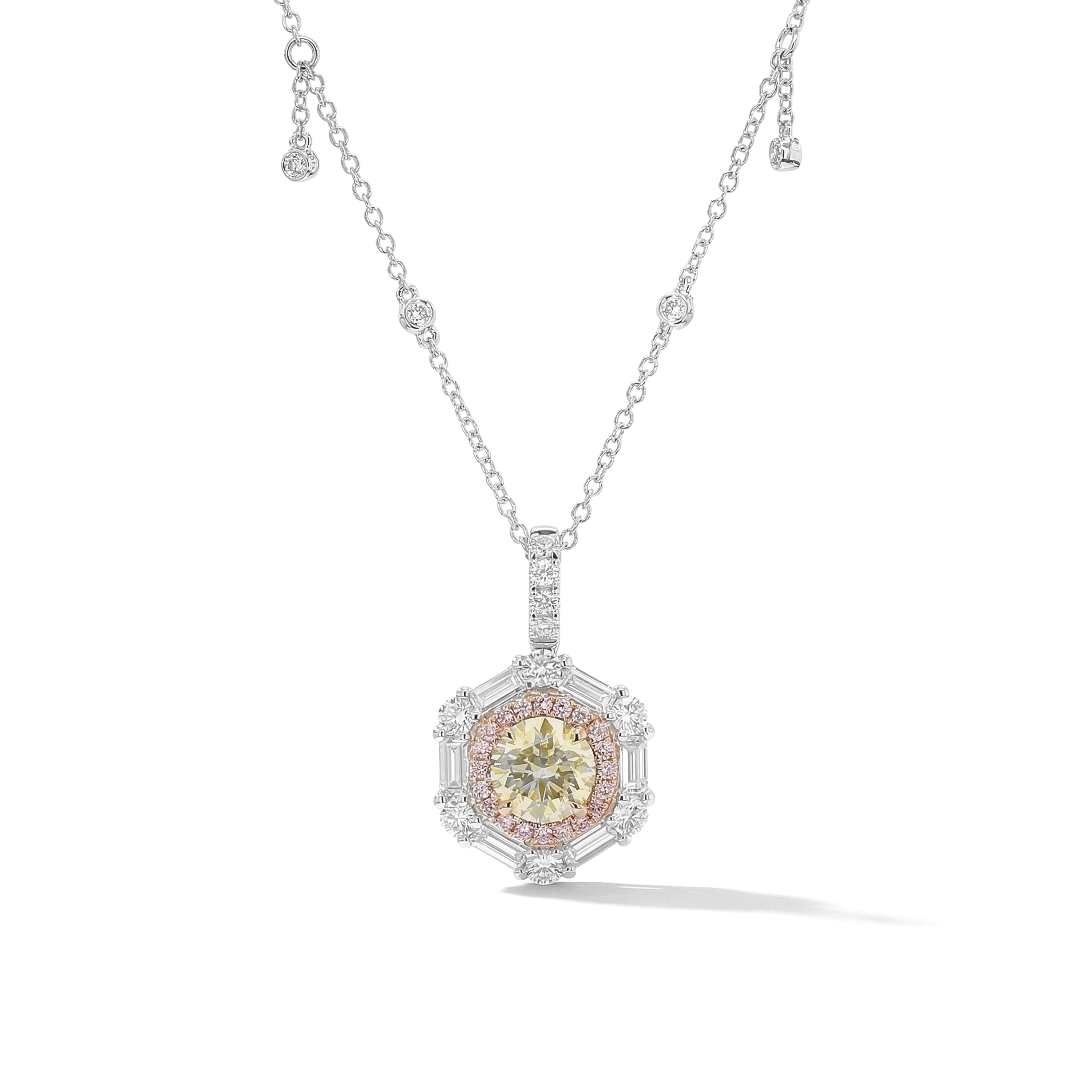 Natural Yellow Round Diamond Pendant GIA Certified