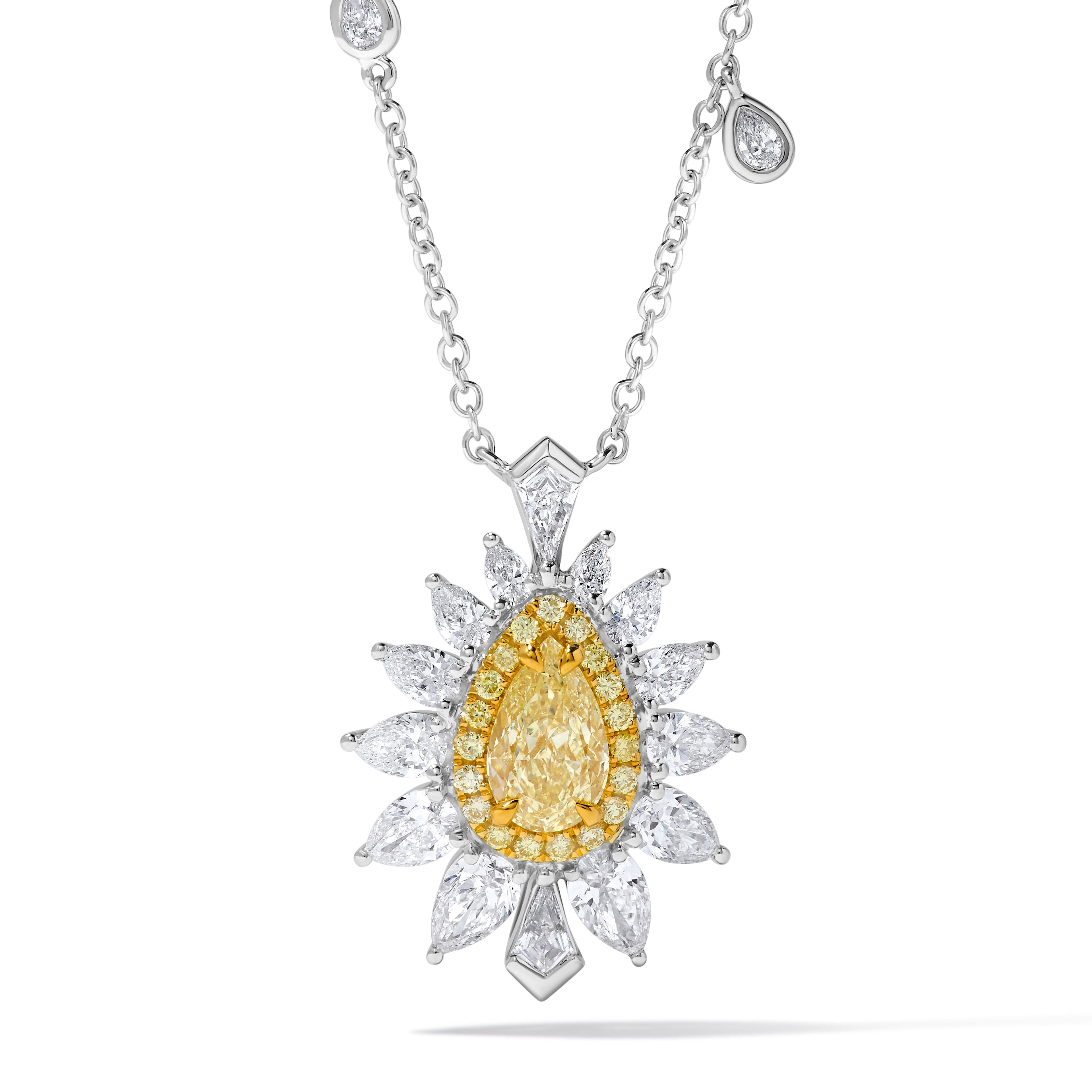 Natural Yellow Pear Diamond Pendant GIA Certified product image 1