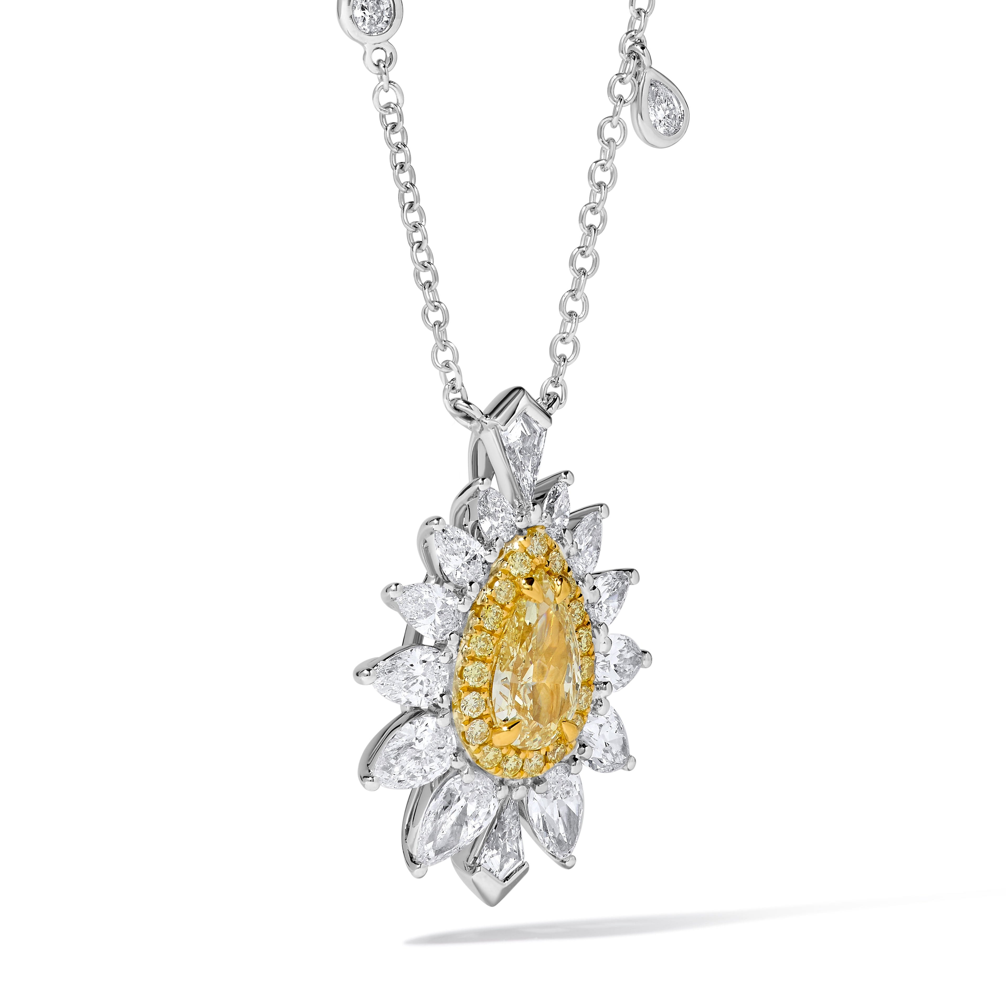 Natural Yellow Pear Diamond Pendant GIA Certified product image 2