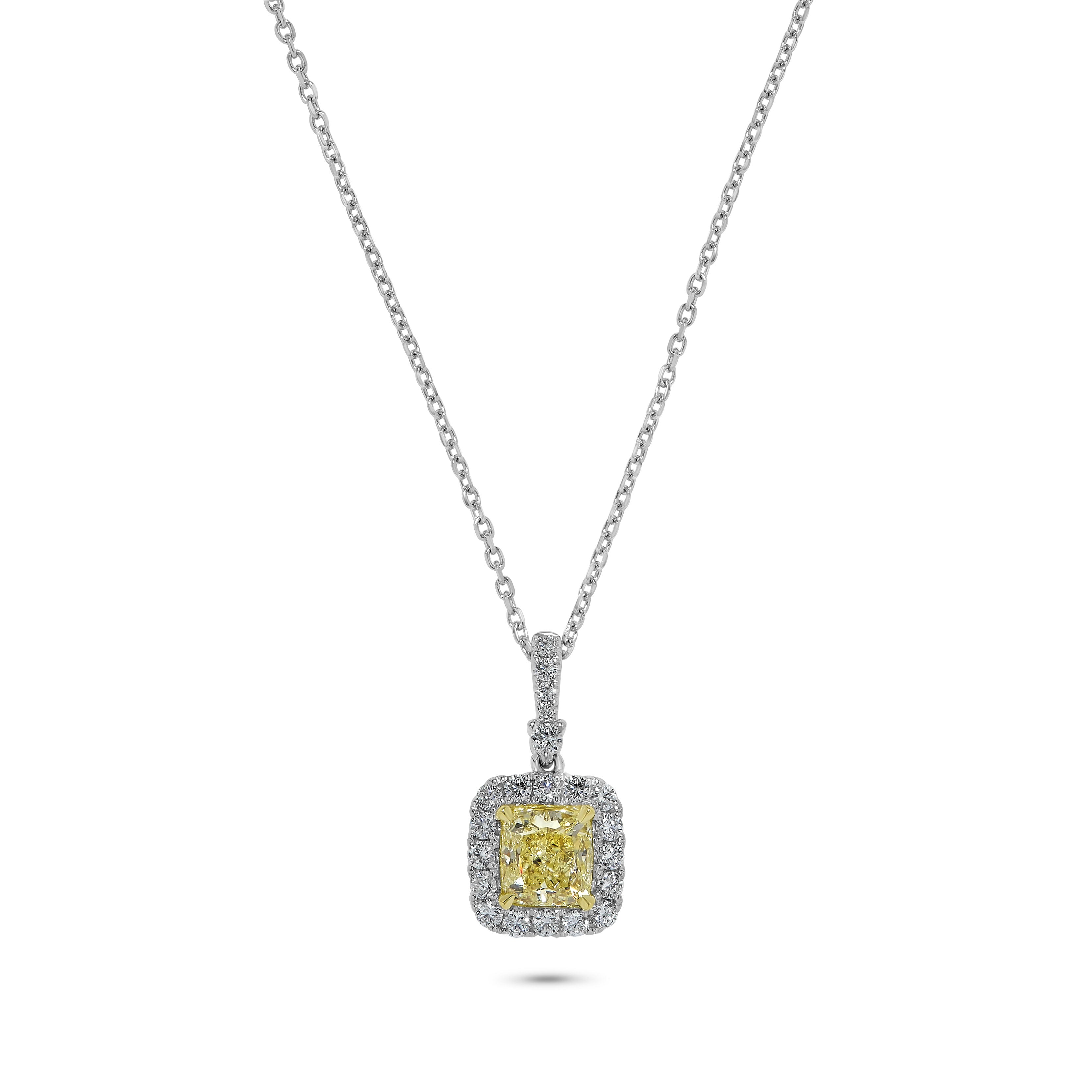 GIA Yellow Cushion Cut Diamond Pendant JP1P01GH