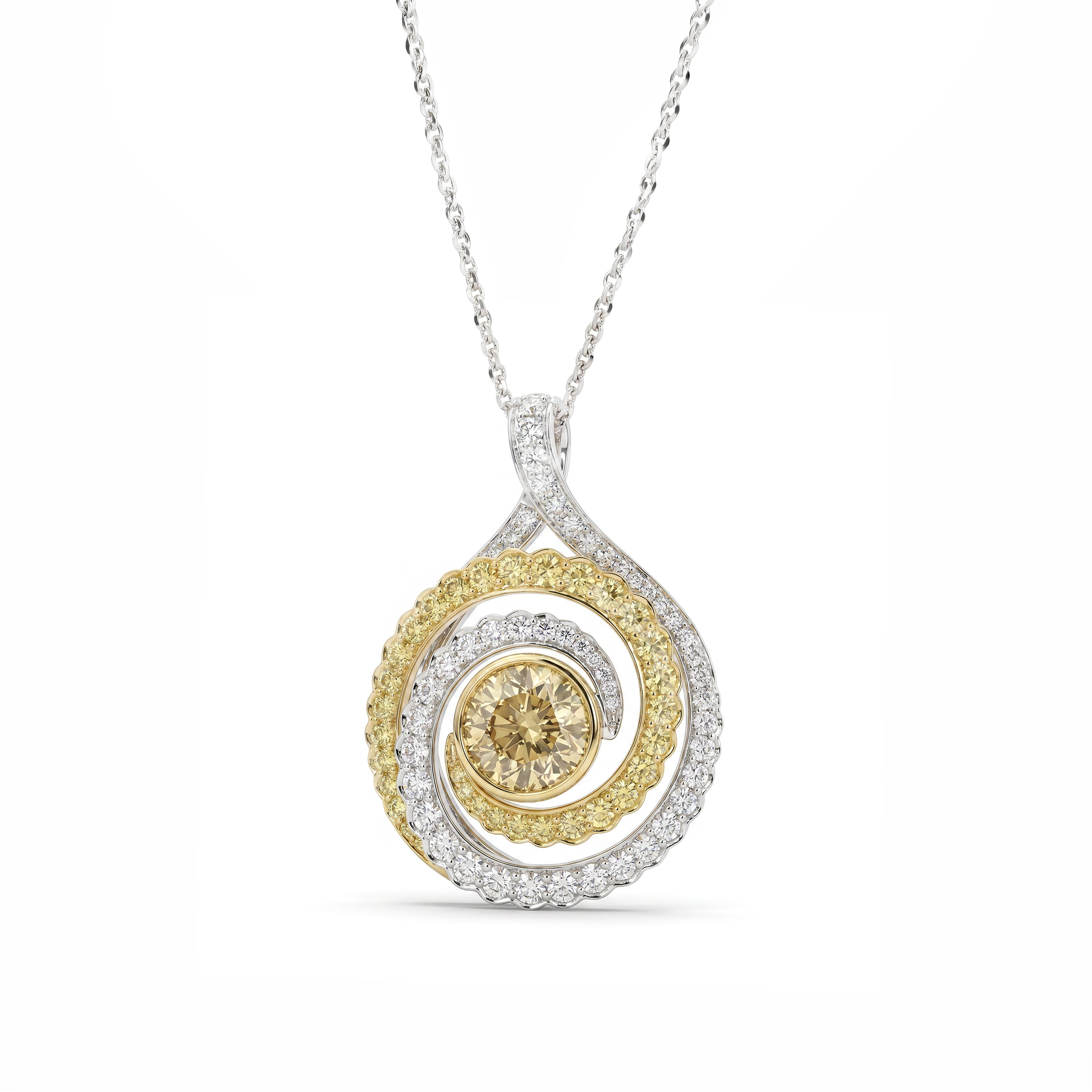 Natural Yellow Diamond Spiral Pendant | GIA Certified