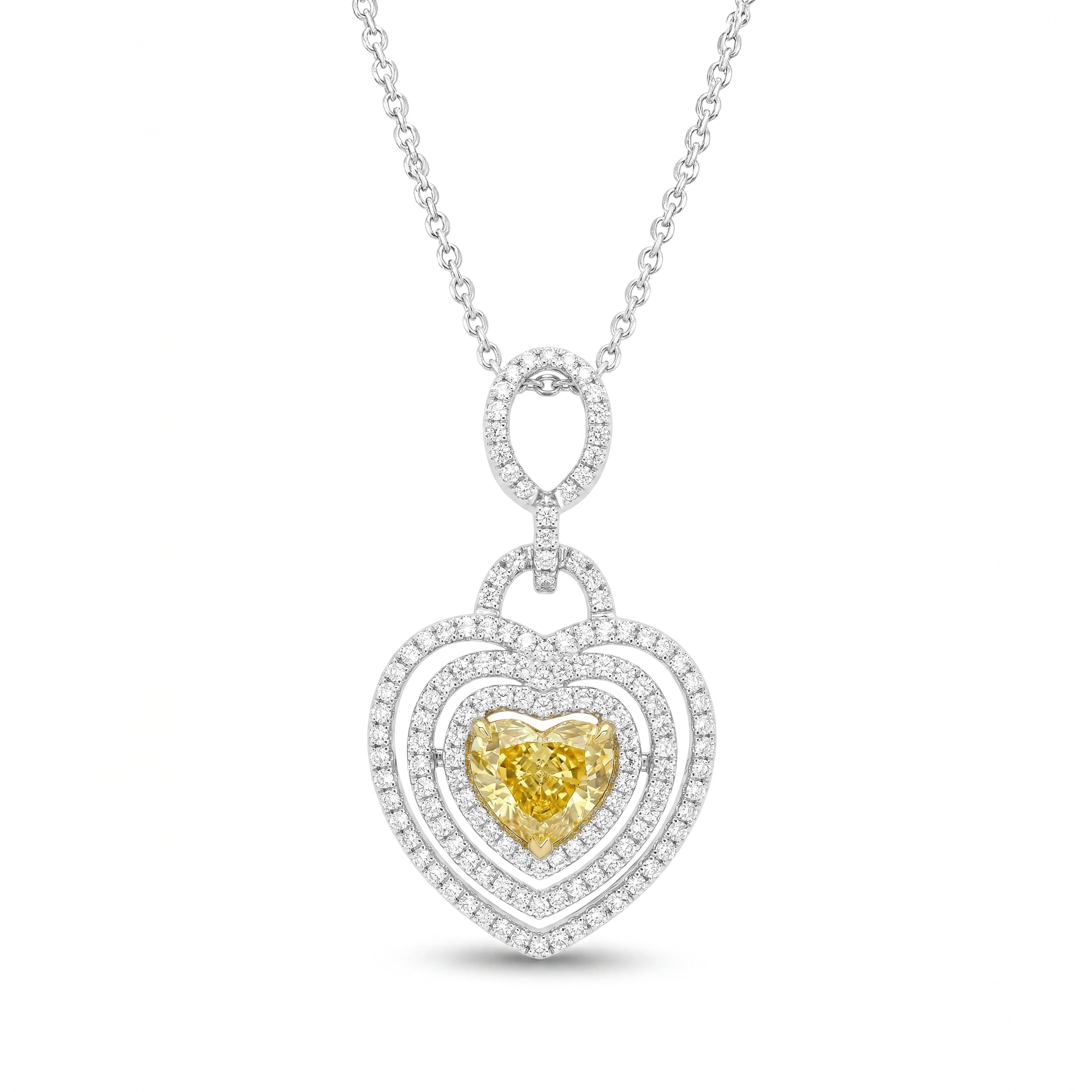 Natural Yellow Heart Diamond Pendant | GIA Certified