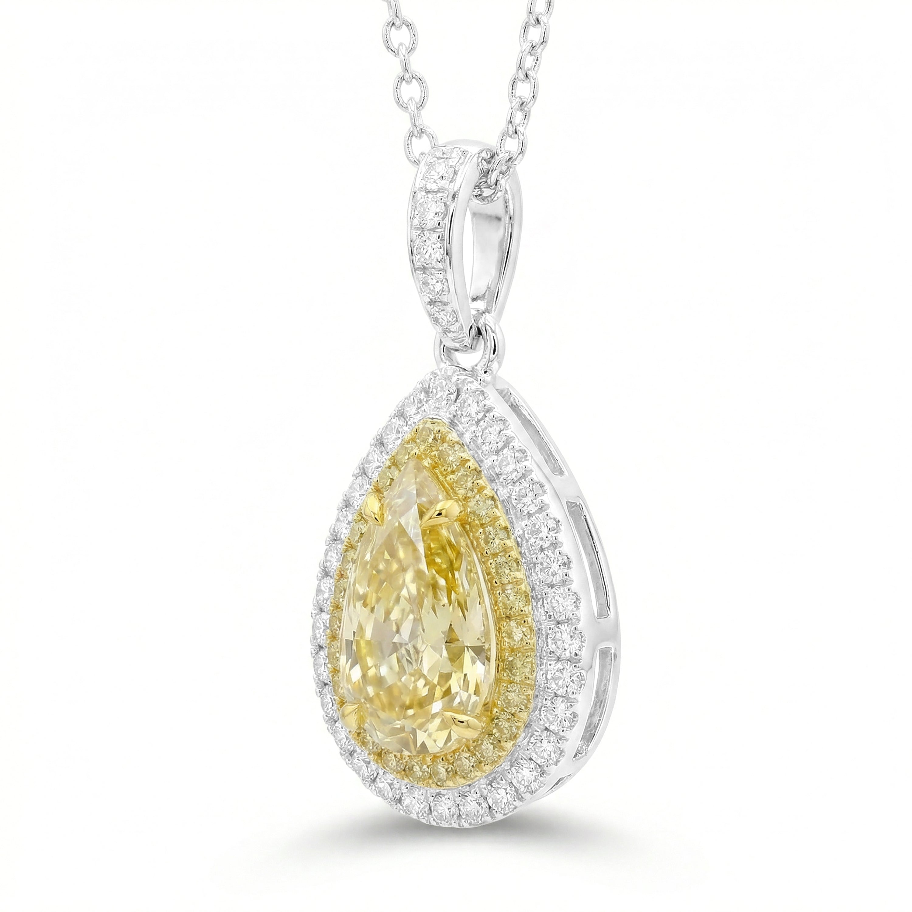 Natural Yellow Pear Diamond Pendant | GIA Certified