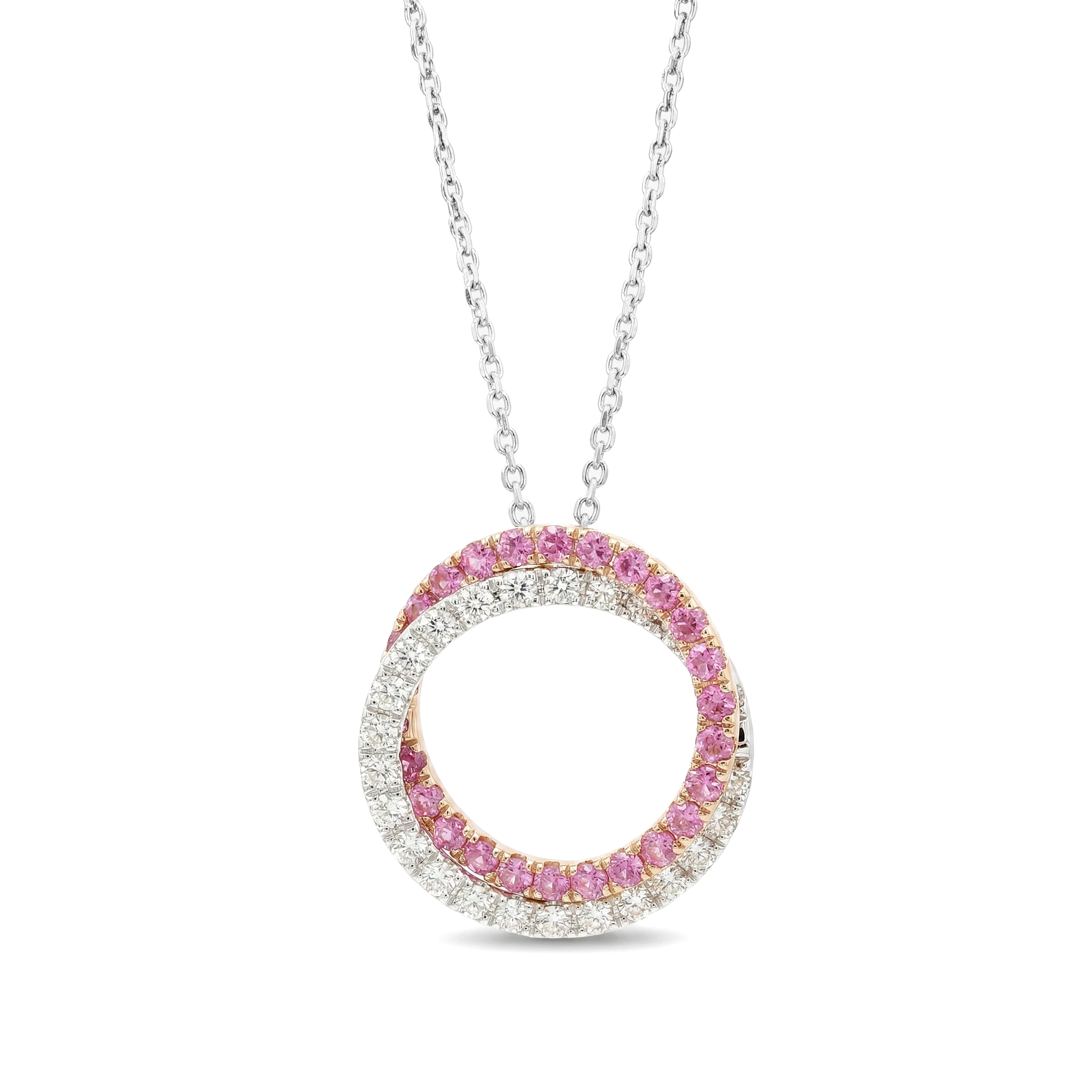 Natural Pink Sapphire & Diamond Crossover Pendant