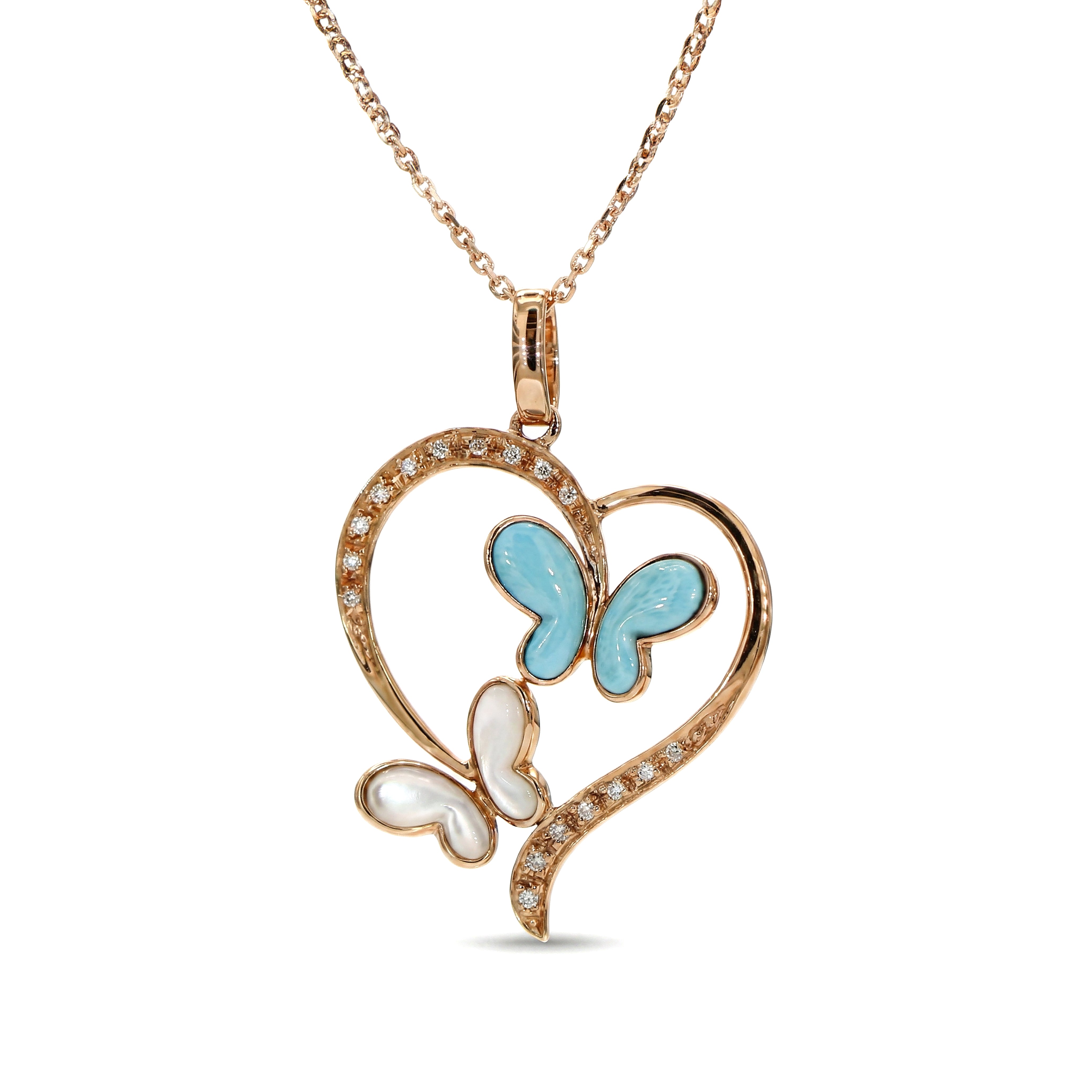 Natural Mixed Stone Butterly Heart Pendant
