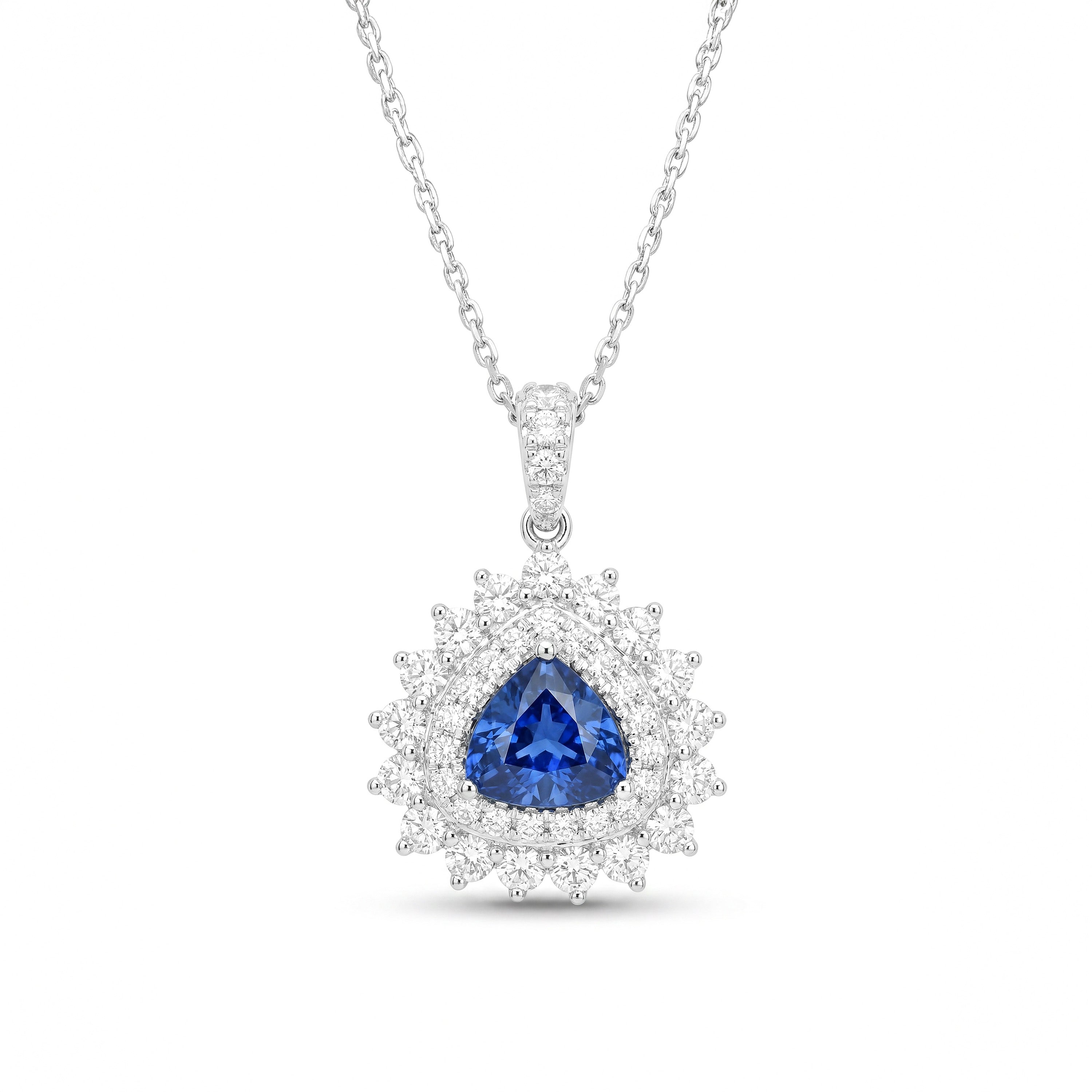 Natural Trillion Sapphire & Diamond Pendant
