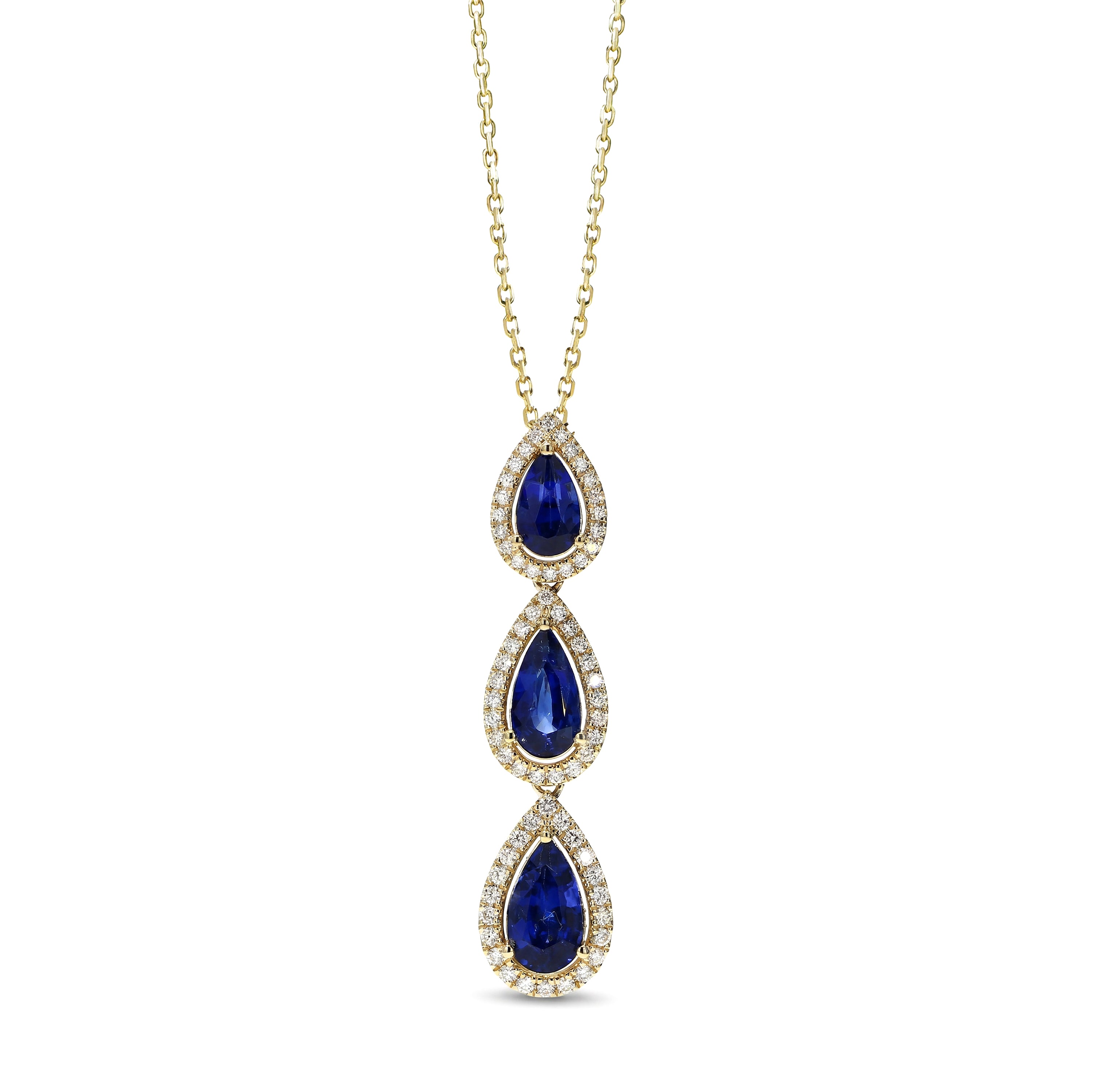 Natural Pear Sapphire & Diamond Drop Pendant