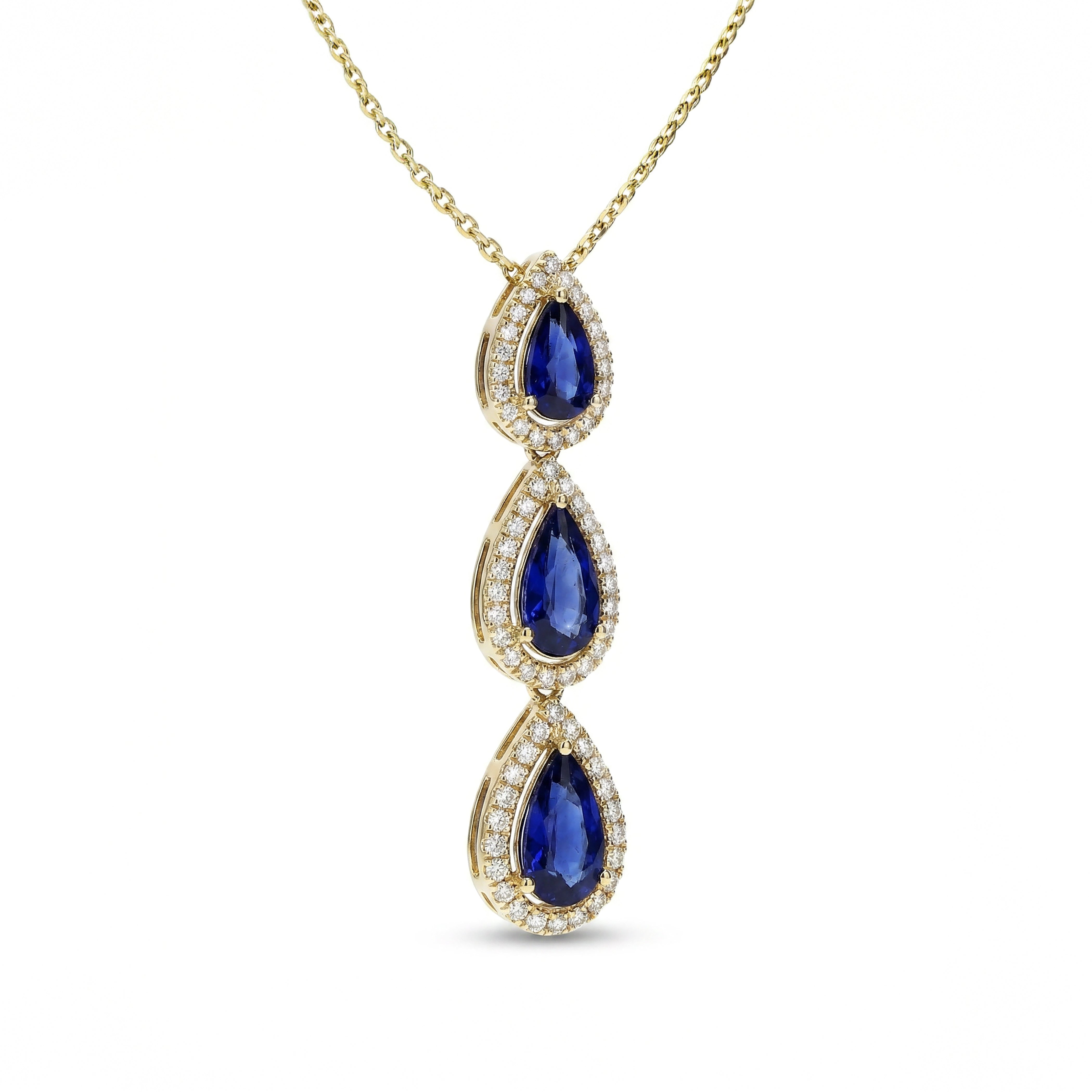 Natural Pear Sapphire & Diamond Drop Pendant