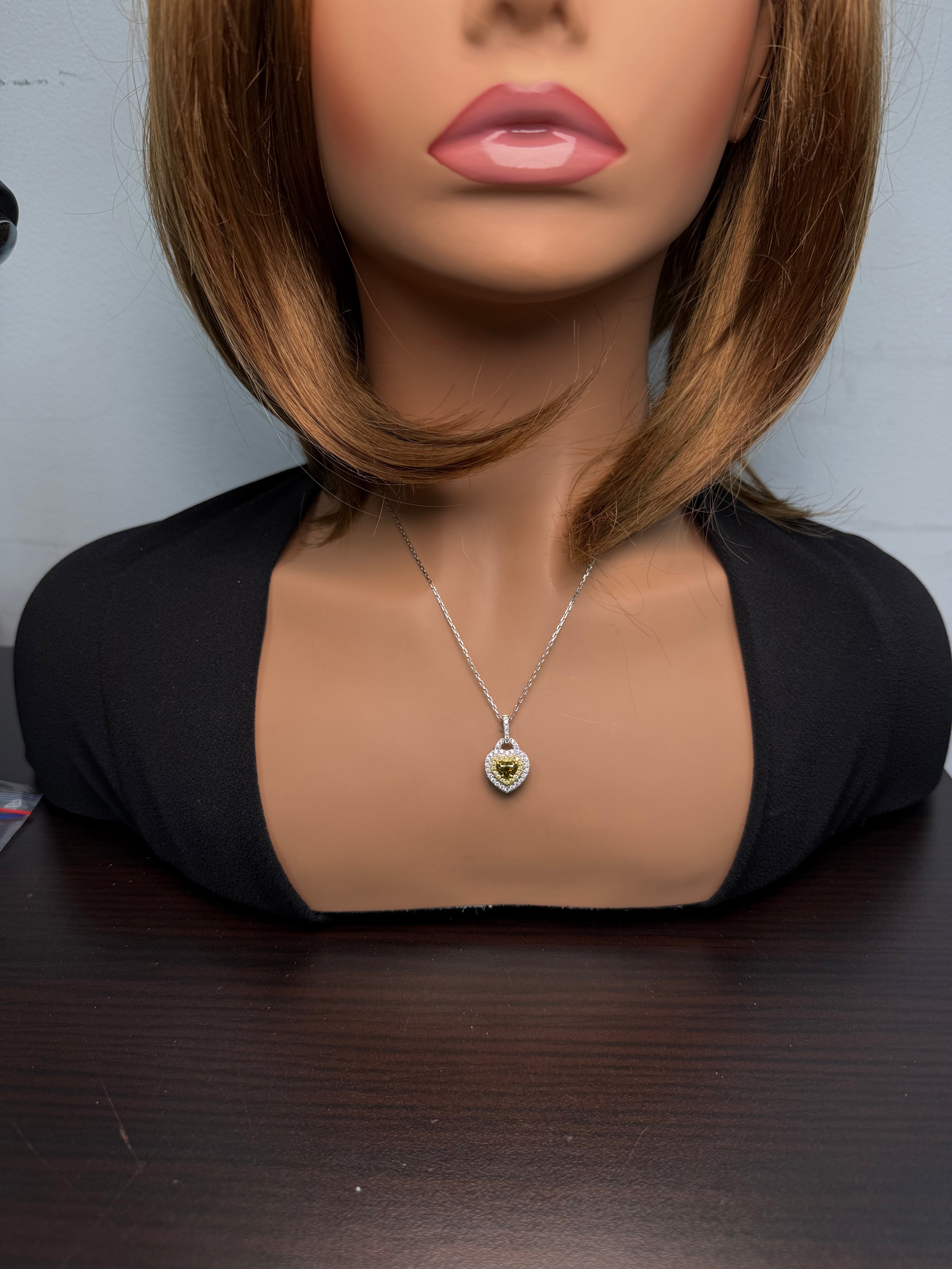 Natural Green Heart Diamond Pendant Gia Certified