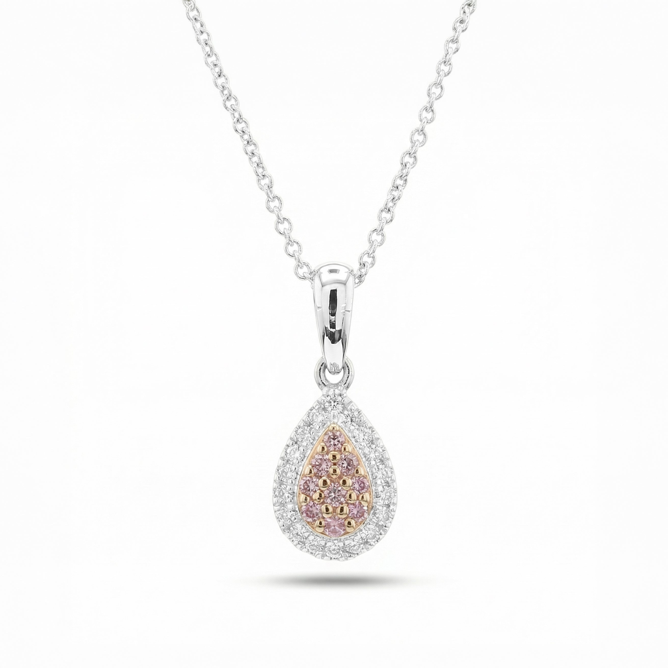 Natural Pink Pavé Diamond Pear Shape Pendant