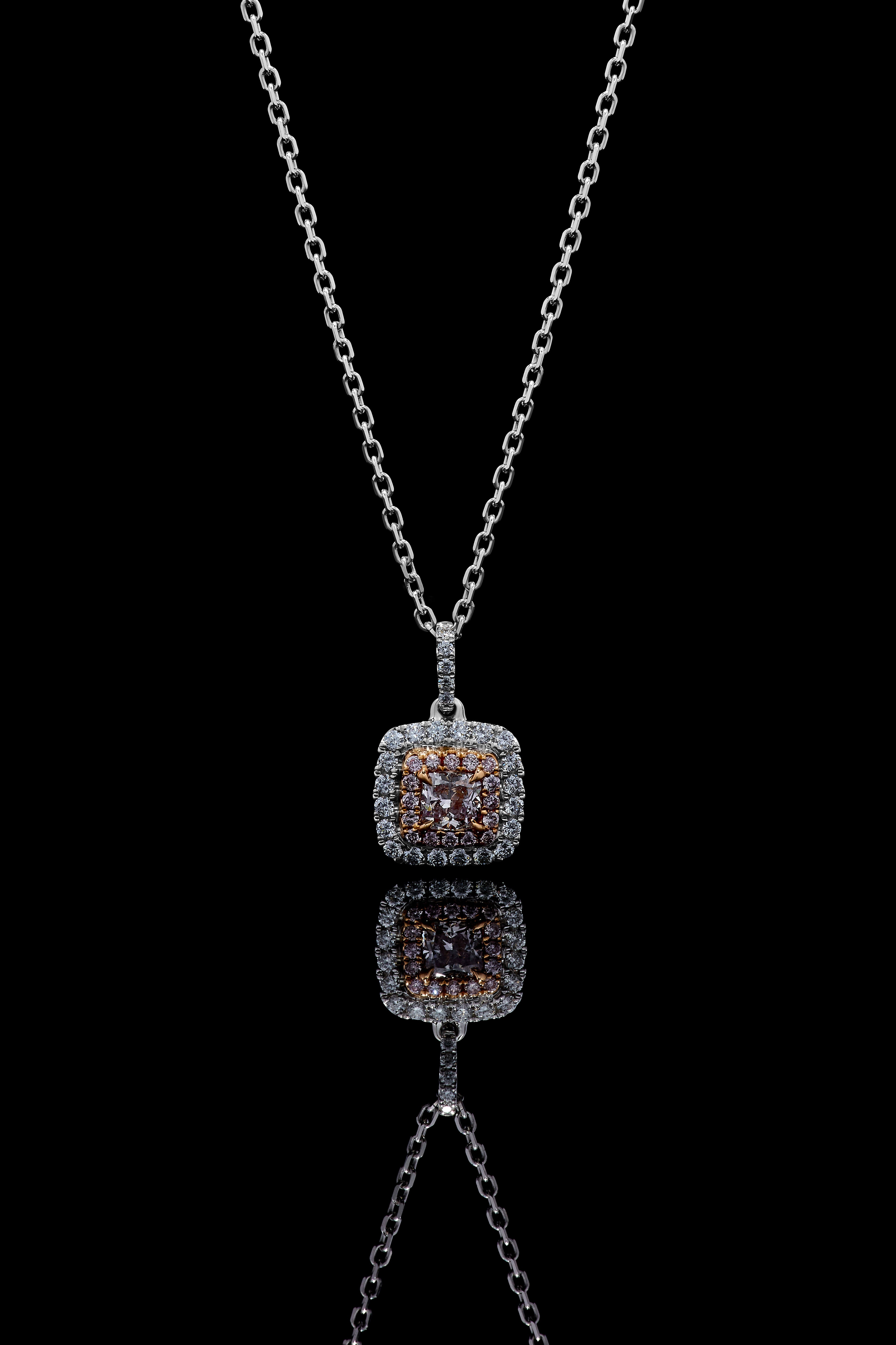 GIA Pink Cushion Cut Diamond Pendant JPP092GH