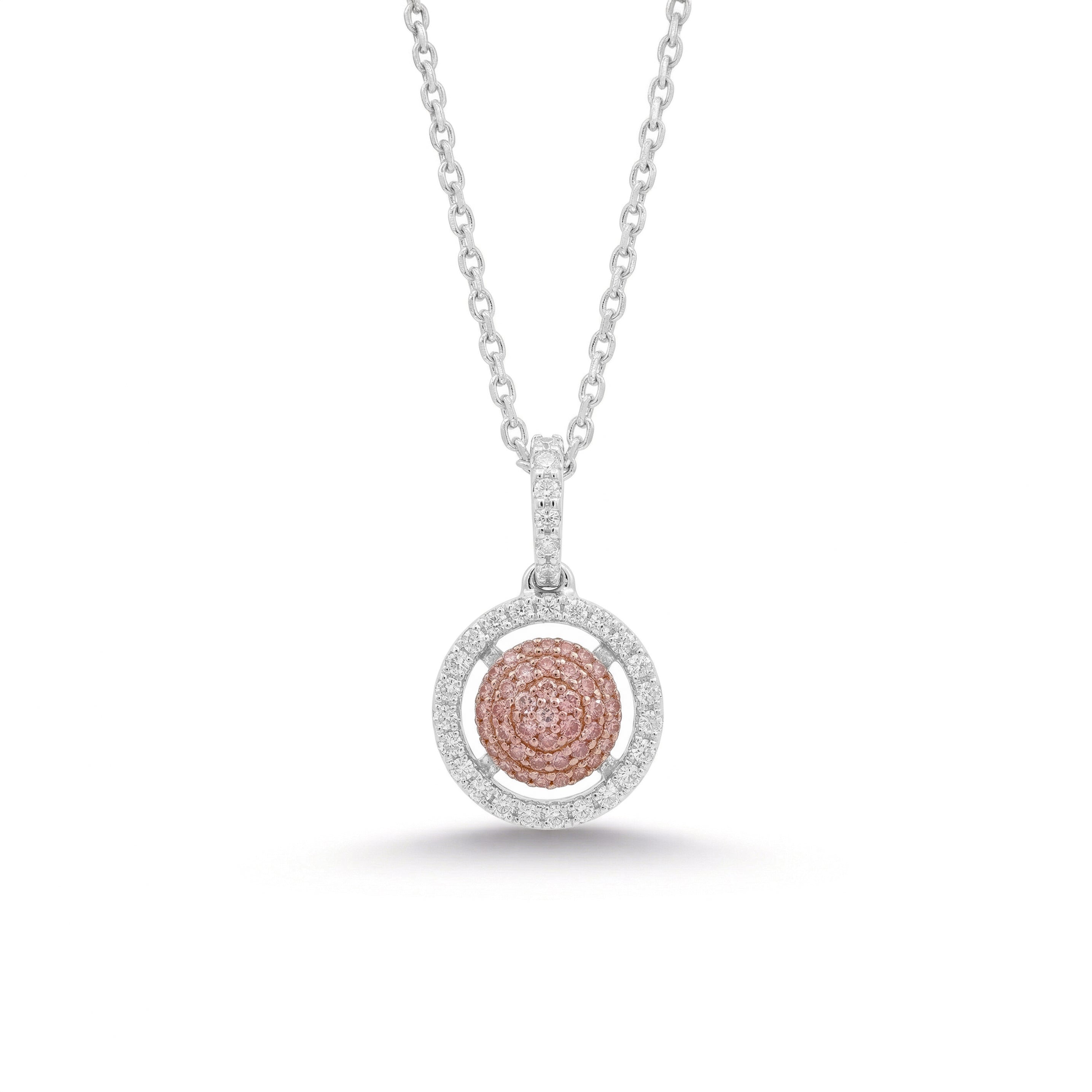 Natural Pink Pavé Diamond Circle Pendant