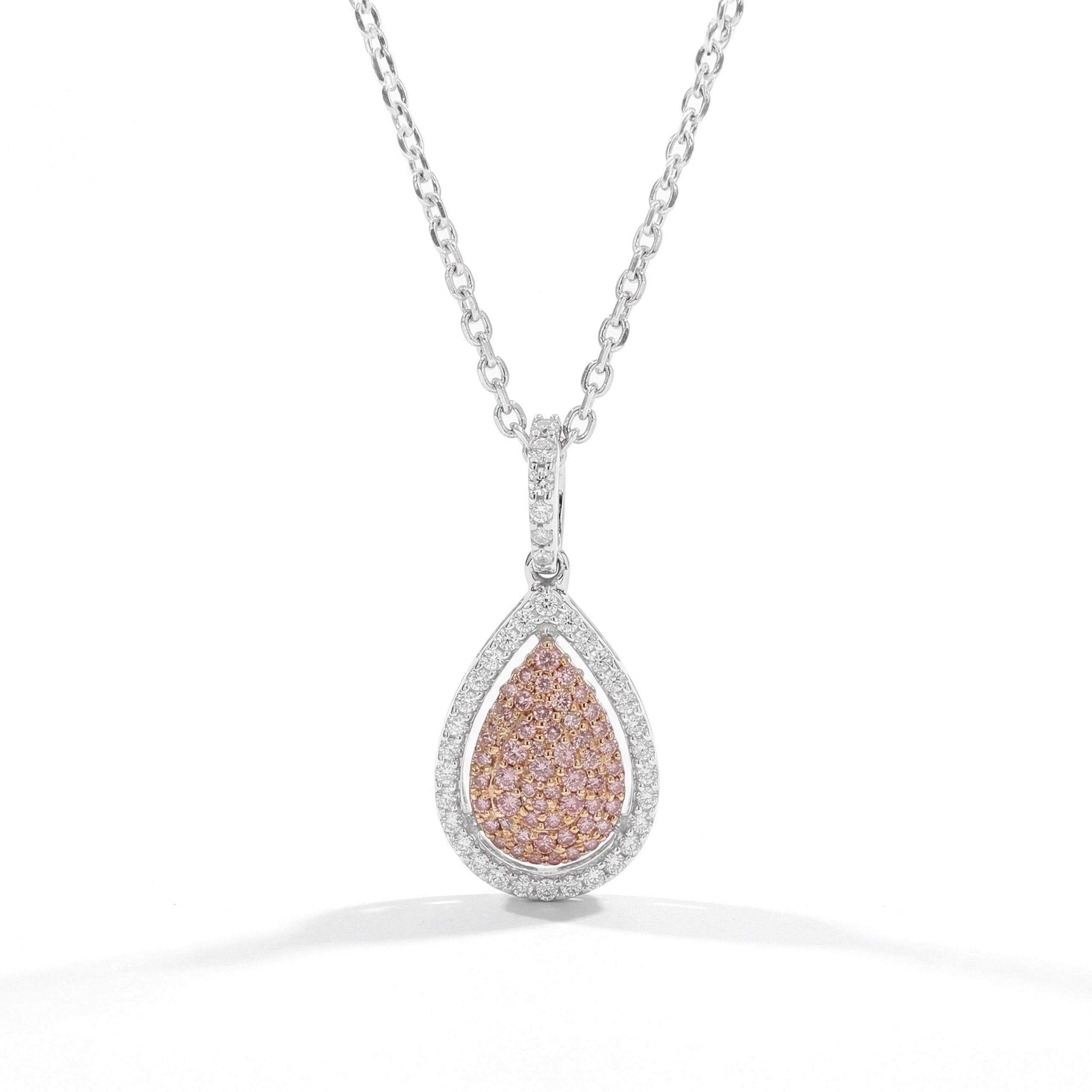 Natural Pink Pavé Diamond Pear Shape Pendant