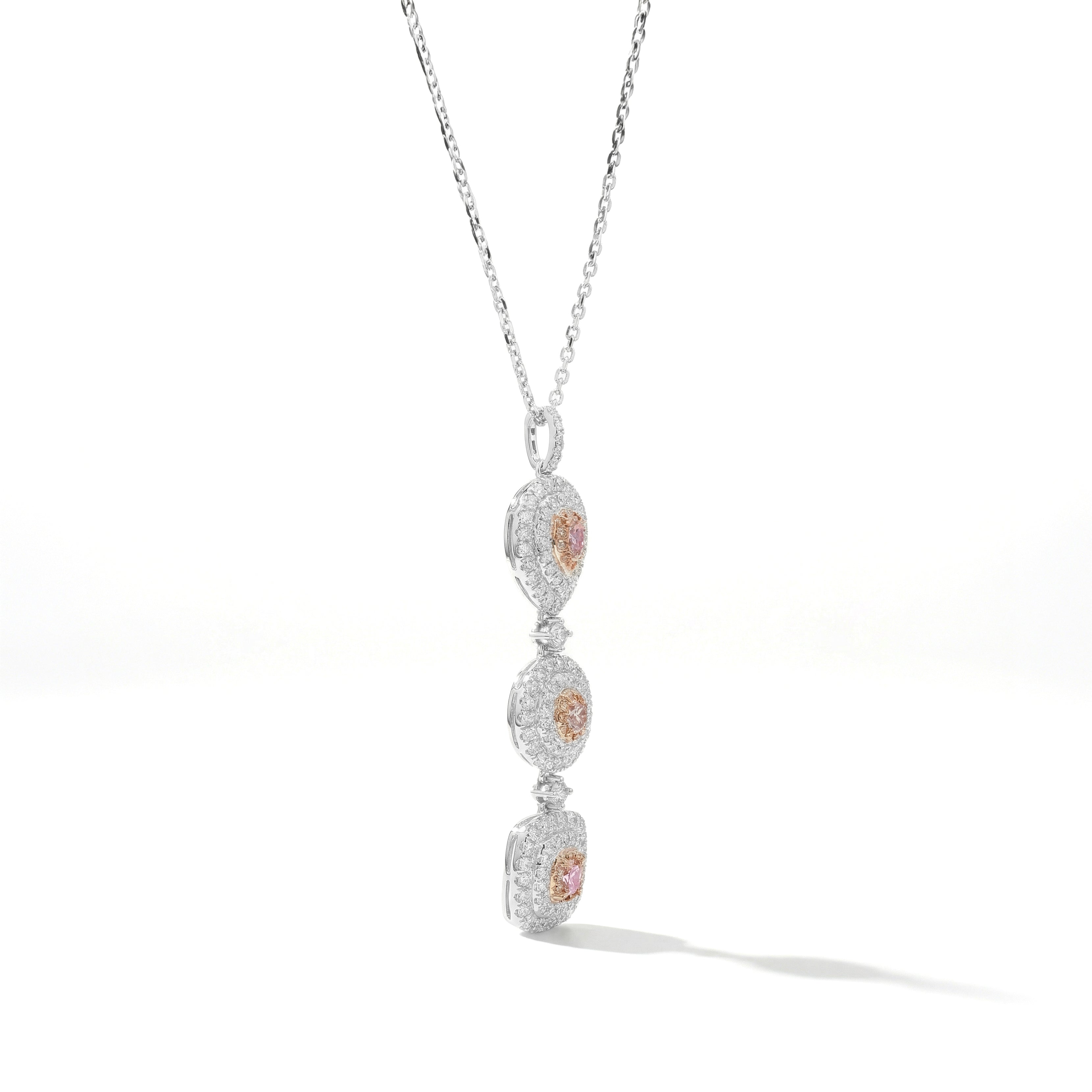 Natural Purple & Pink Diamond Halo Drop Pendant | GIA Certified
