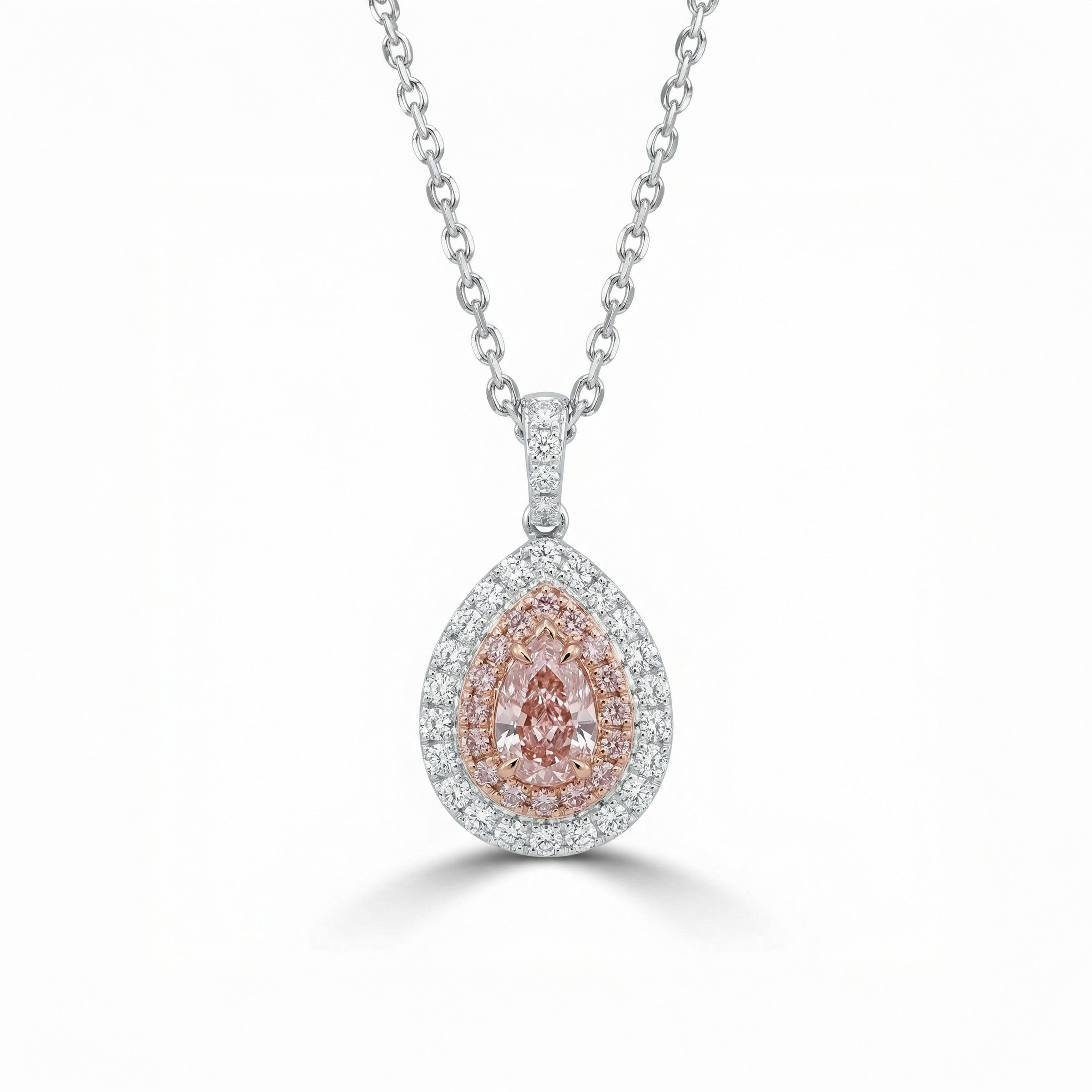 Natural Pink Pear Diamond Halo Pendant | GIA Certified