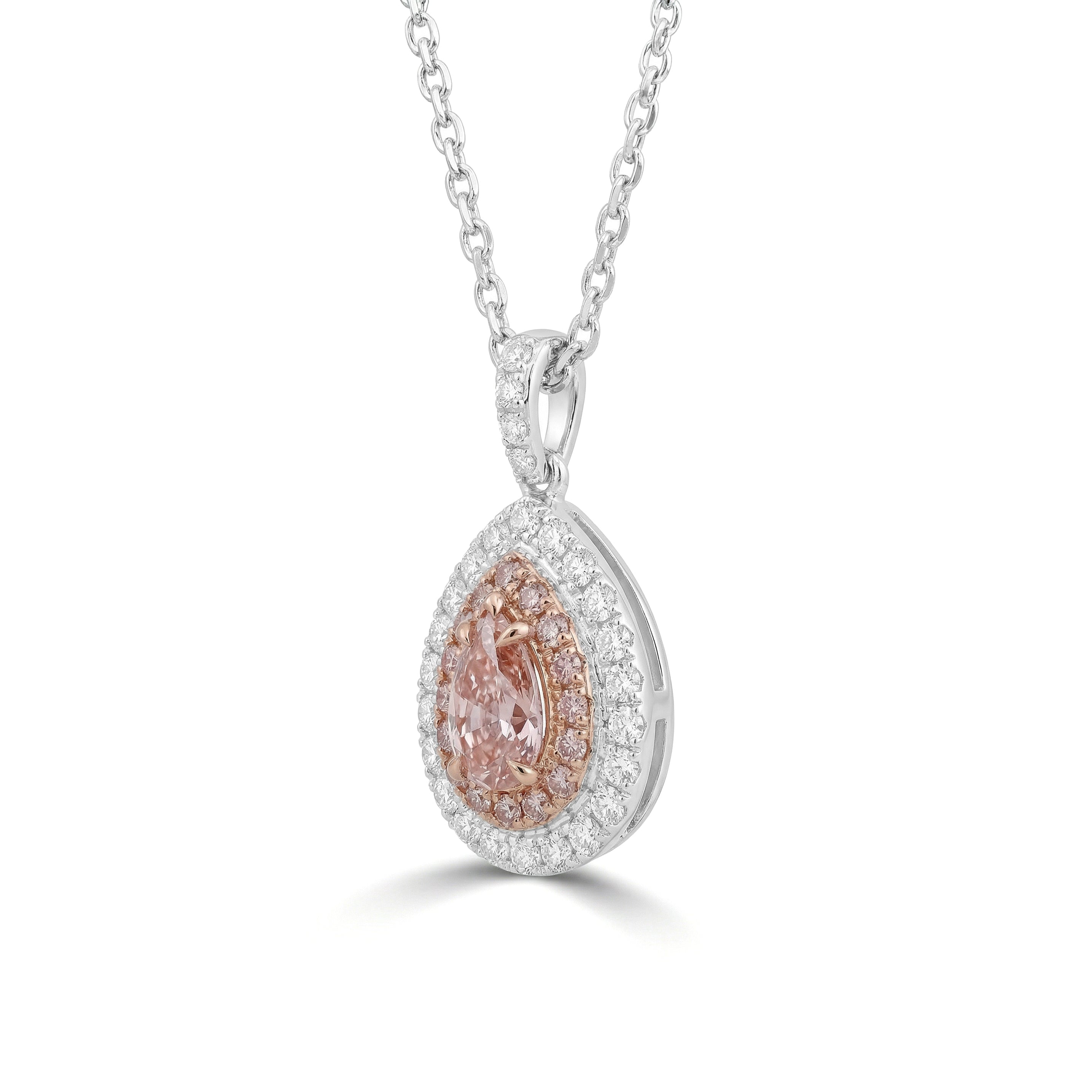 Natural Pink Pear Diamond Halo Pendant | GIA Certified
