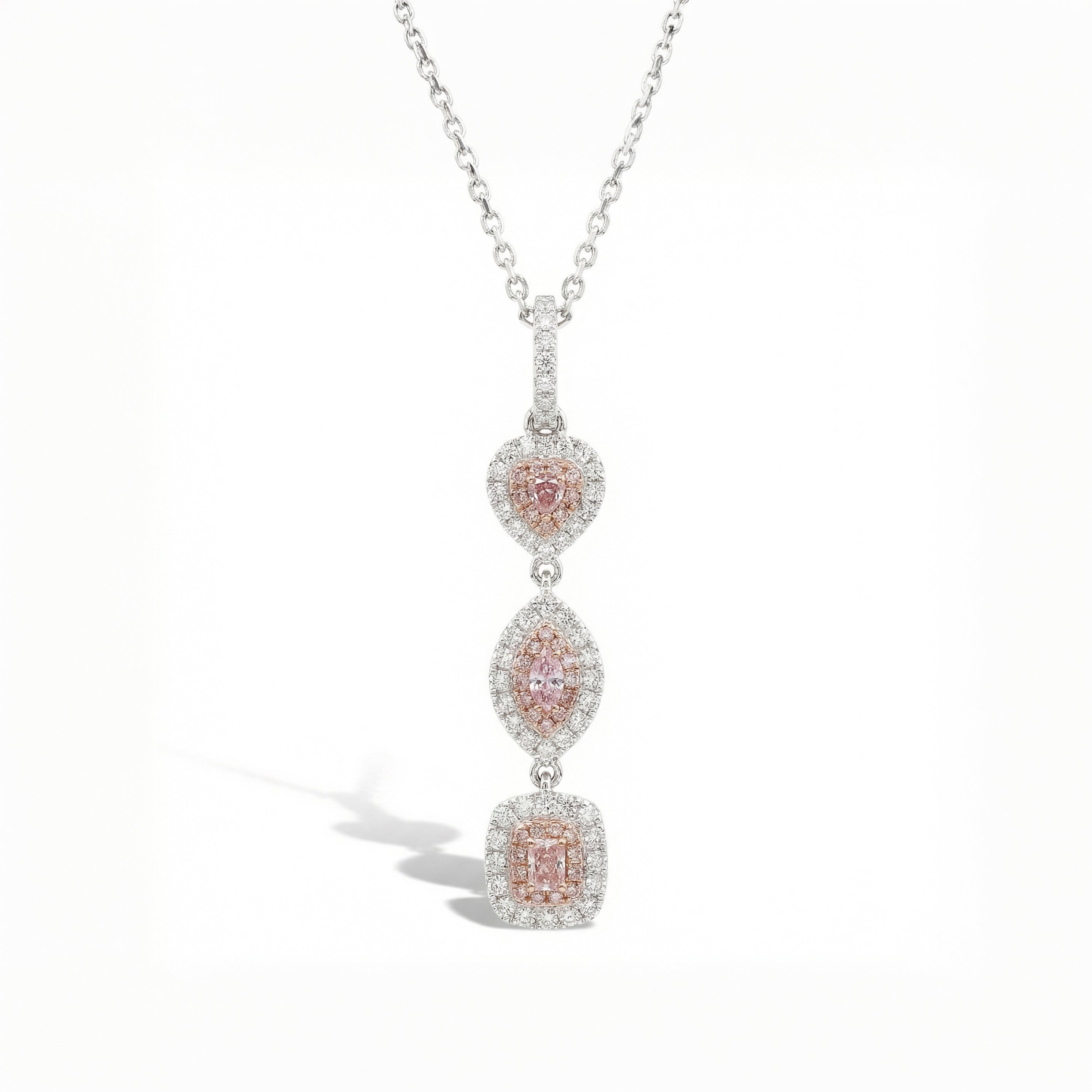 Natural Purple & Pink Multi-shape Diamond Drop Pendant | GIA Certified