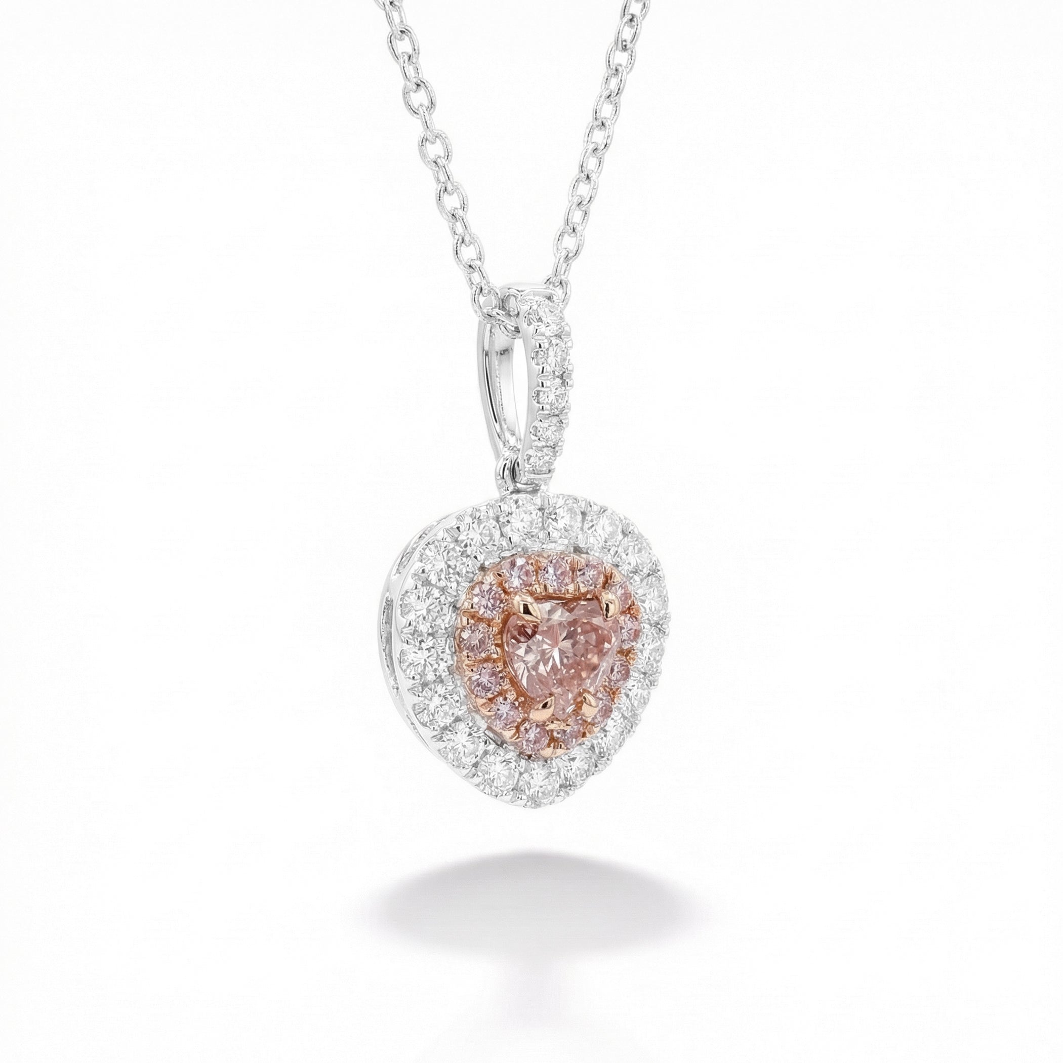 Natural Pink Heart Diamond Halo Pendant | GIA Certified