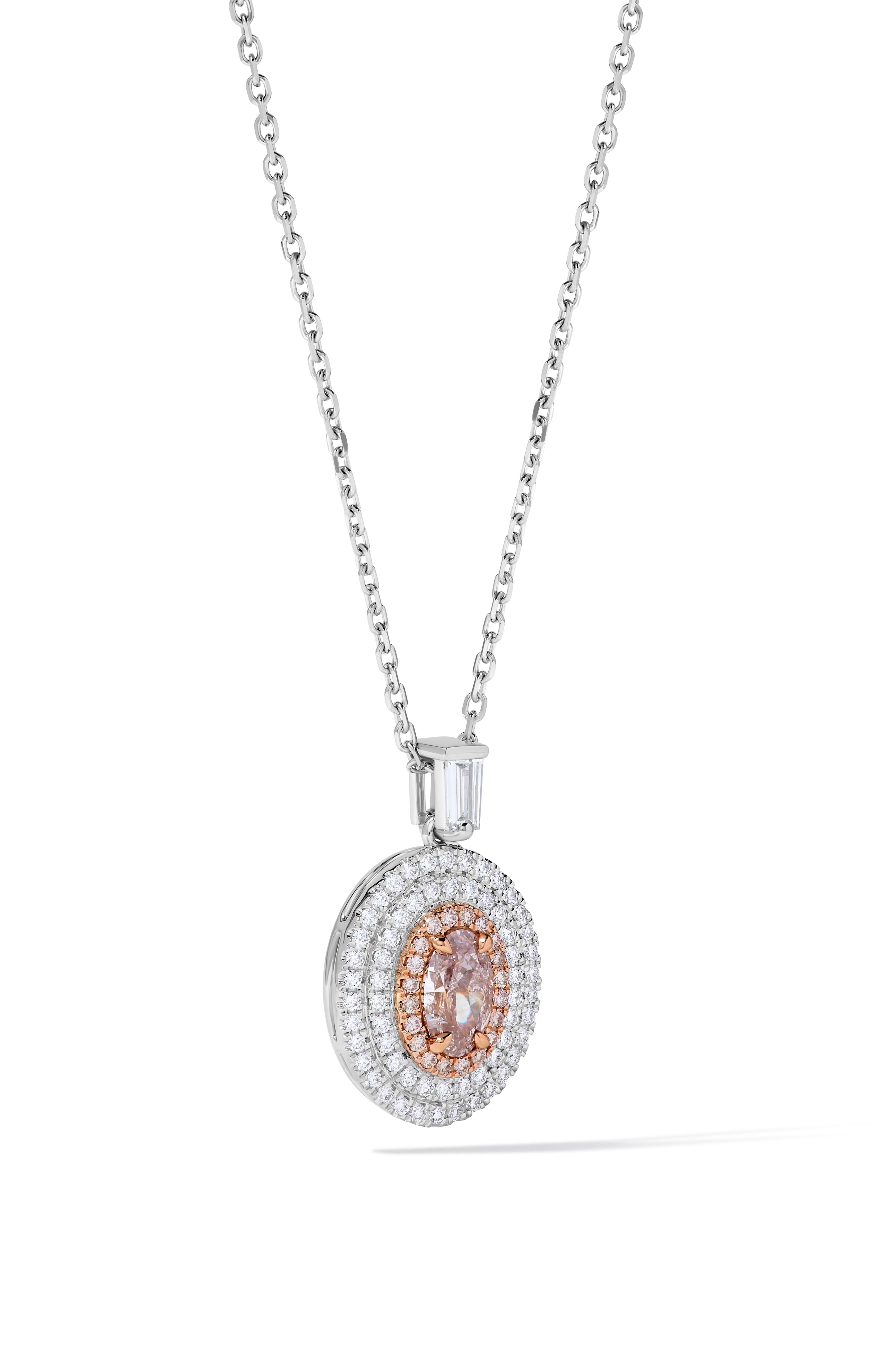 Natural Pink Oval Diamond Pendant GIA Certified product image 2