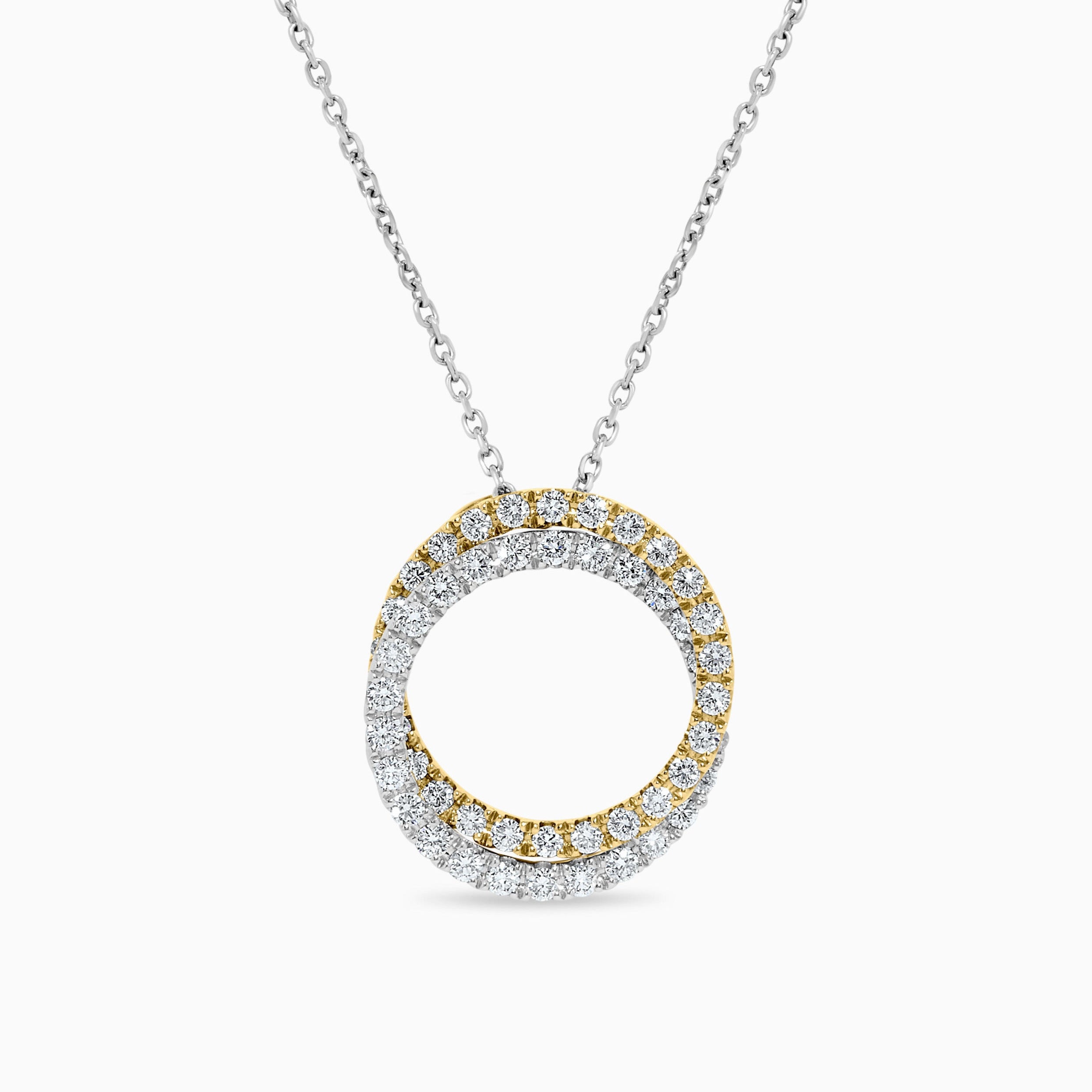 White & Yellow Gold Diamond Circle Pendant JPW015GP