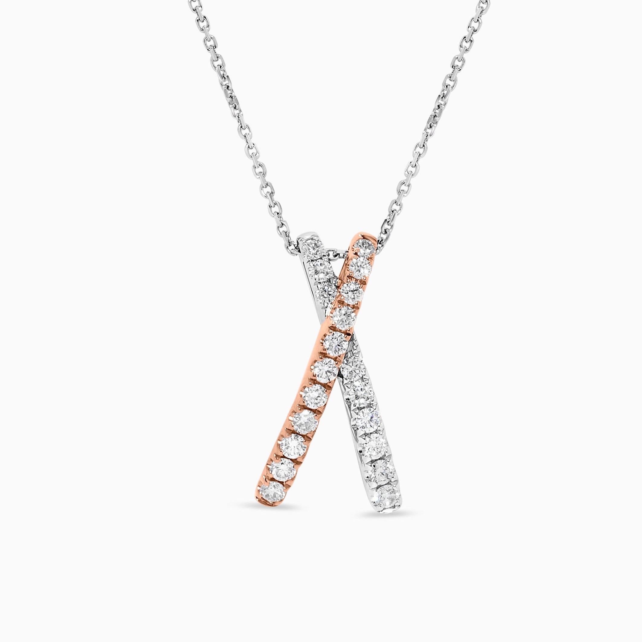 White & Rose Gold Diamond "X" Pendant JPW022GP
