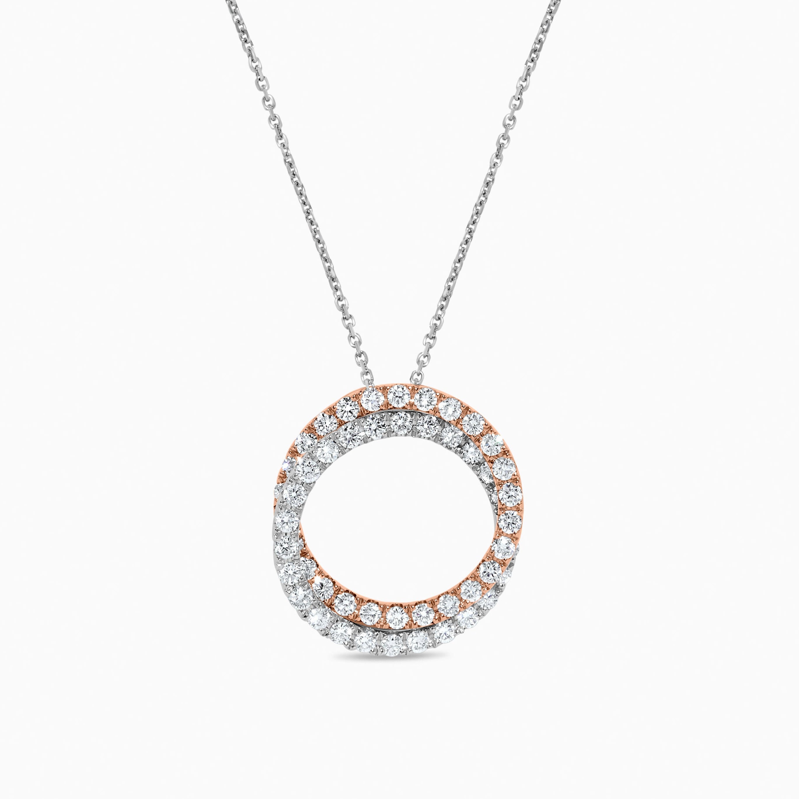 Diamond Rose Gold Circle Necklace JPW025GP
