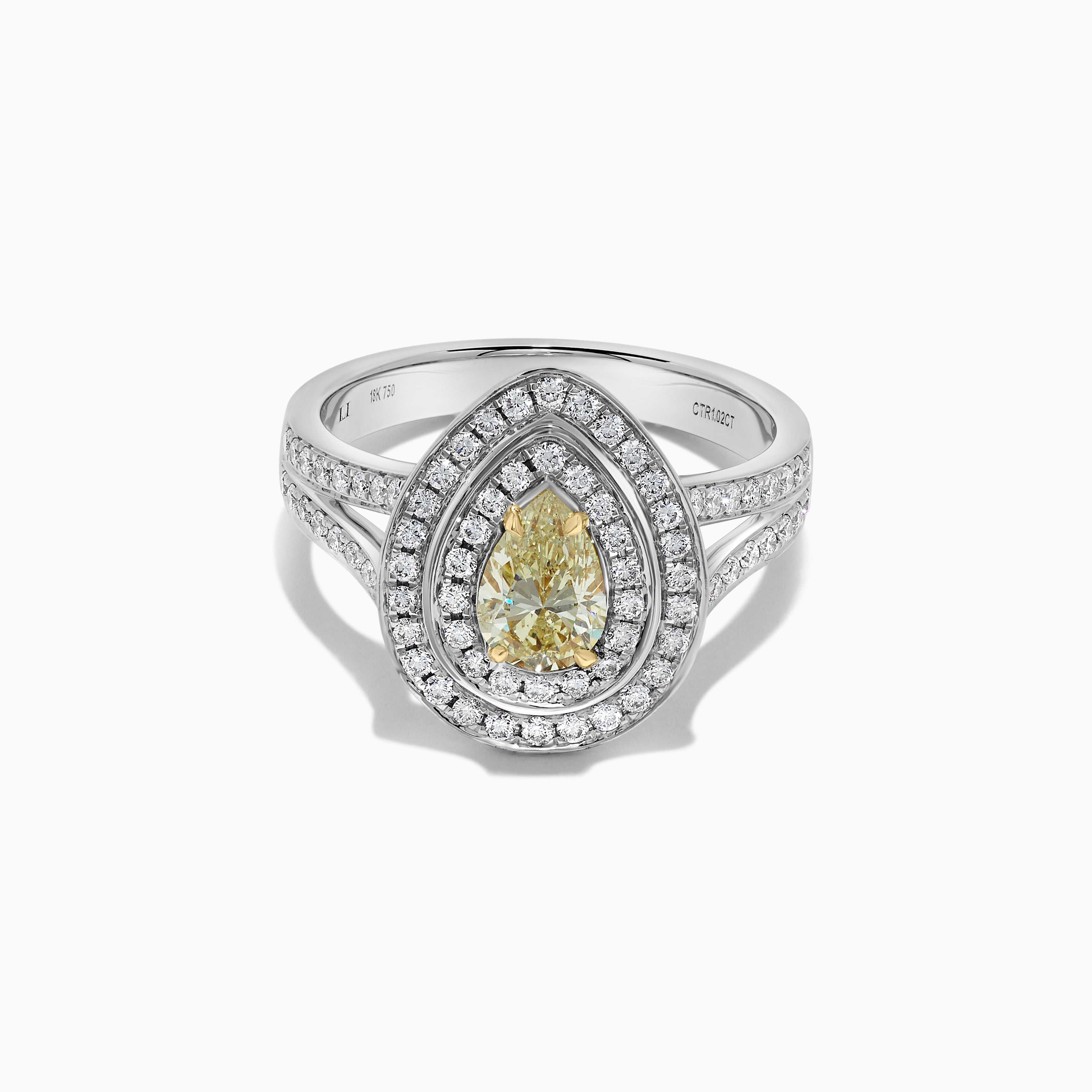 GIA Yellow Pear Cut & White Diamond Ring JR01116H