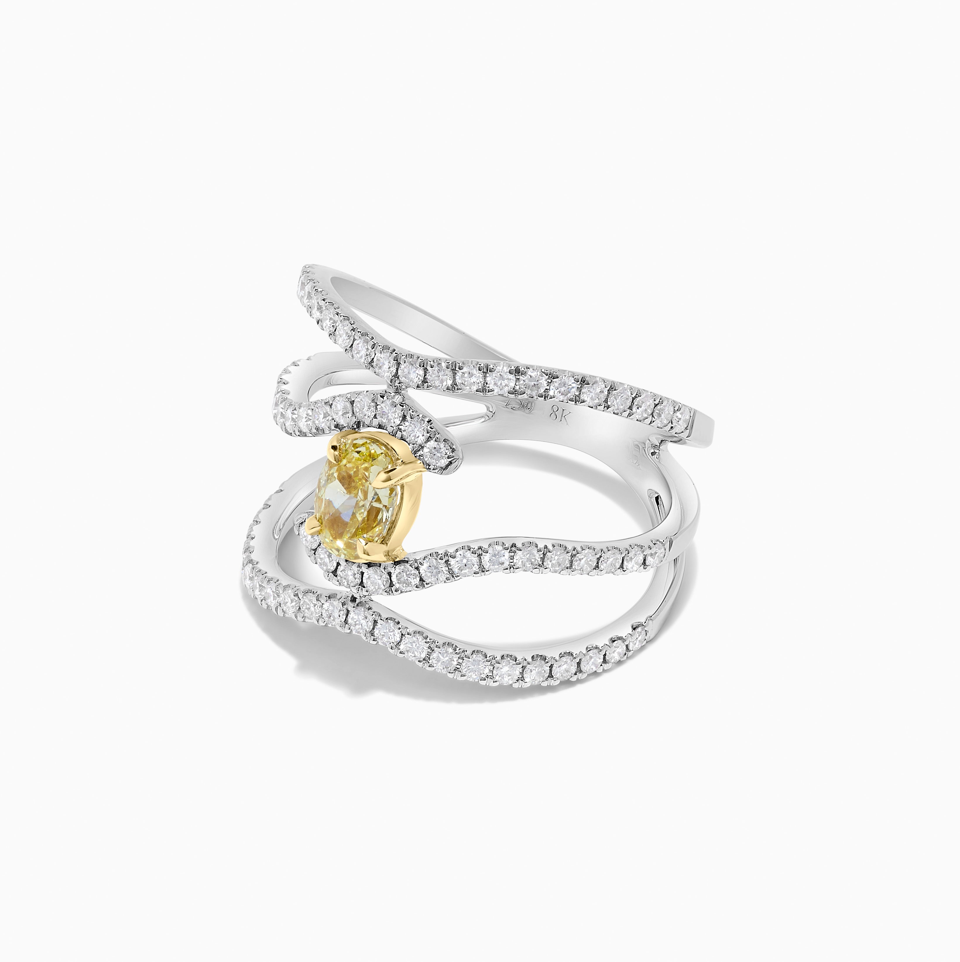 GIA Yellow Oval and White Diamond Ring JR01117P