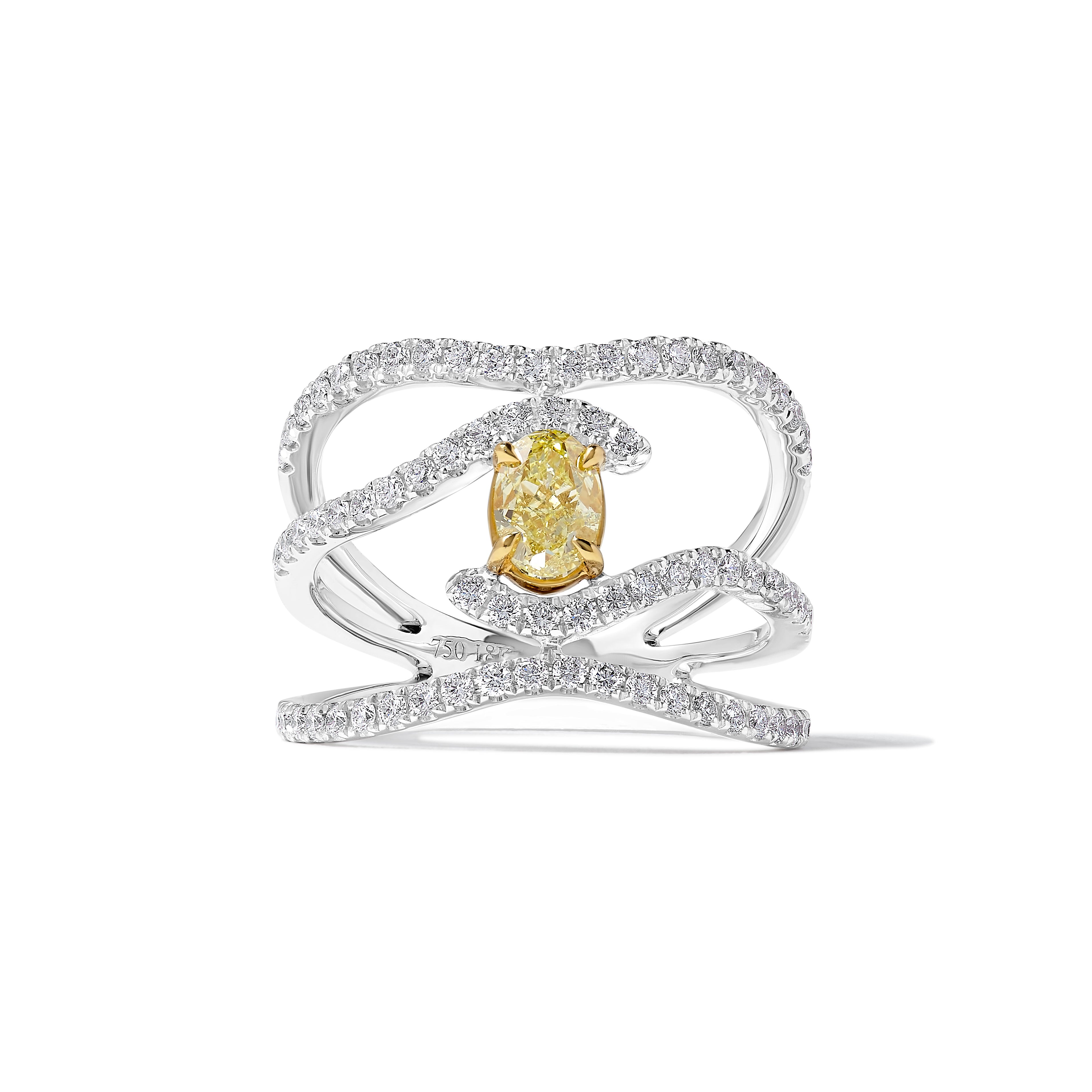 GIA Yellow Oval Cut Diamond Ring JR01118P
