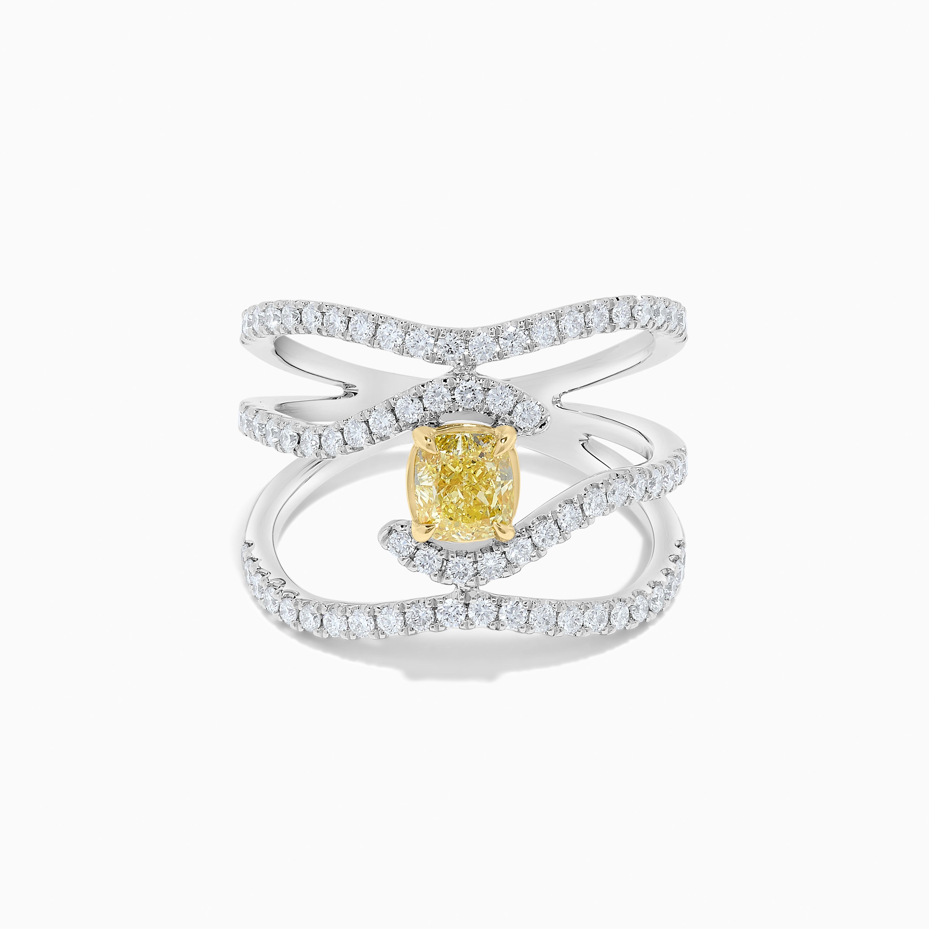 GIA Yellow Cushion Cut & White Diamond Ring JR01124P