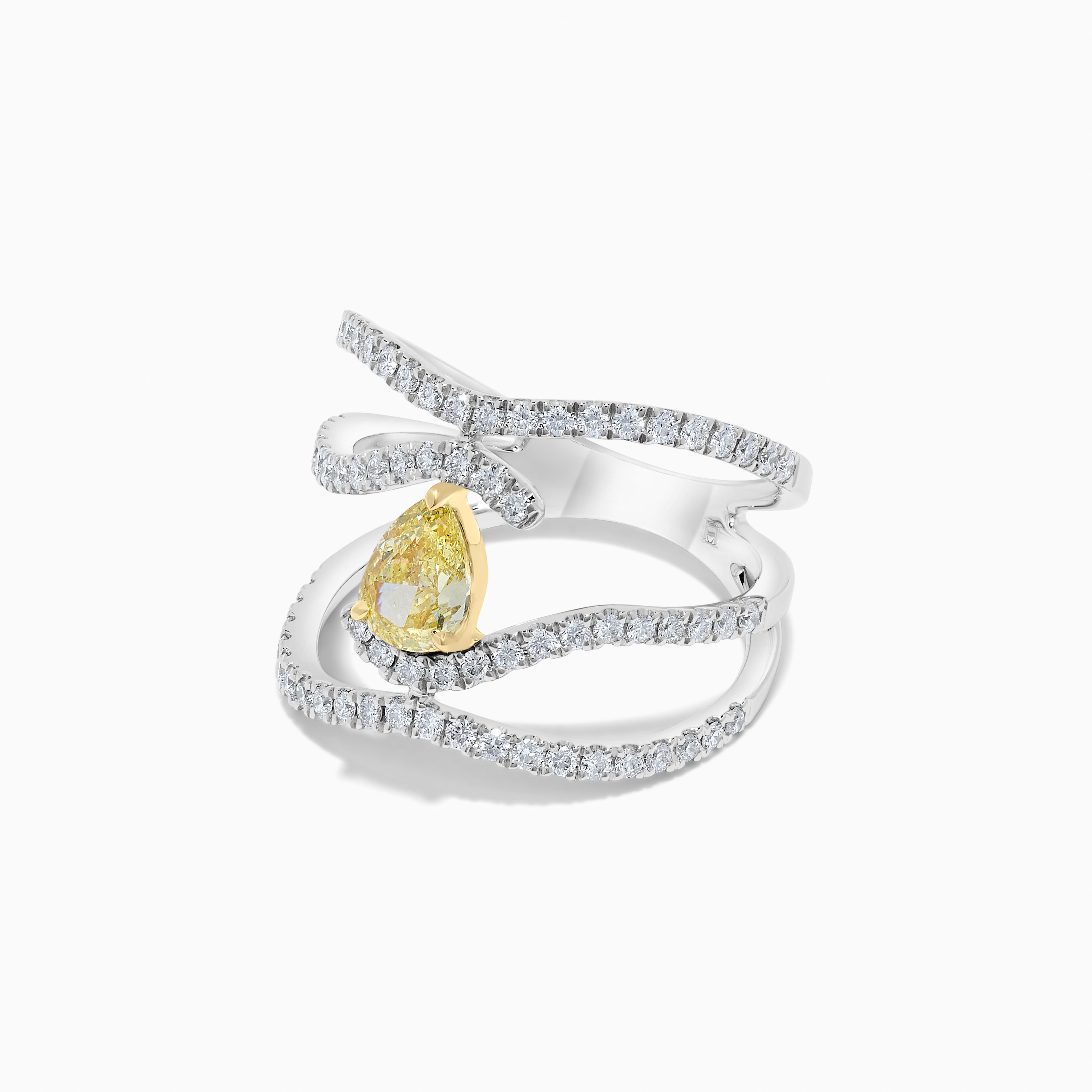 GIA Yellow Pear Diamond & White Diamond Ring JR01130P