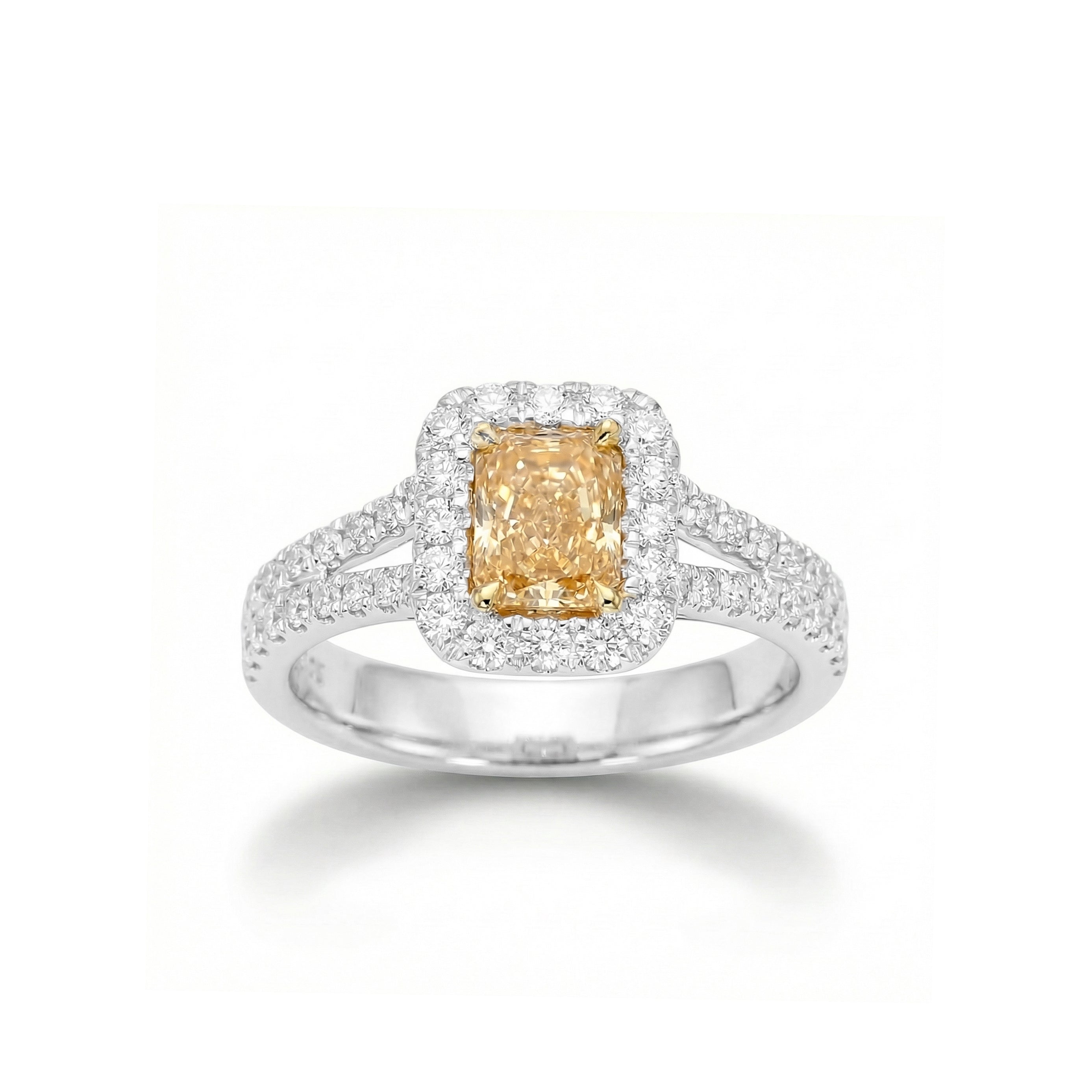 Natural Orange Radiant Diamond Halo Ring | GIA Certified
