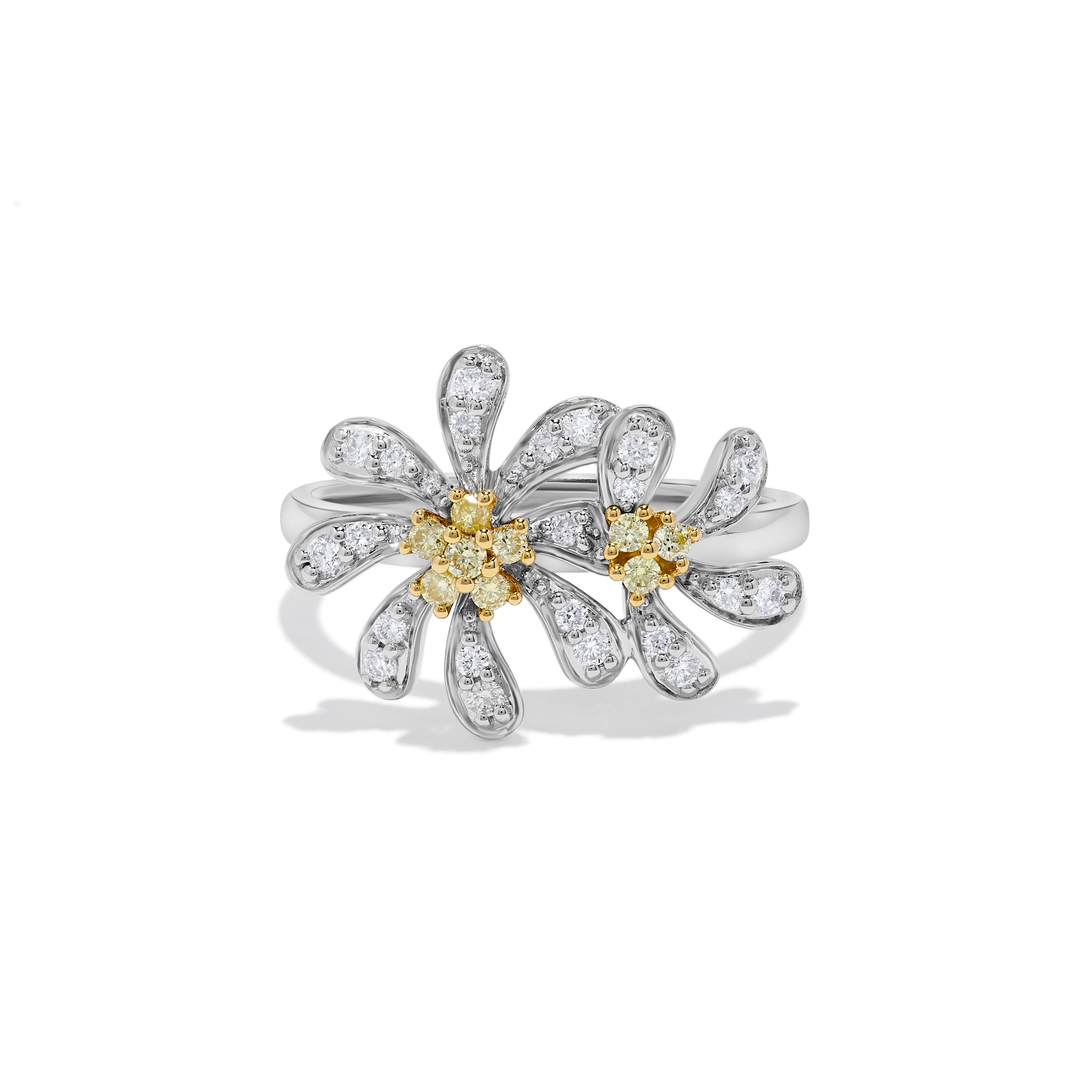 Yellow & White Diamond Flower Ring JR01144P