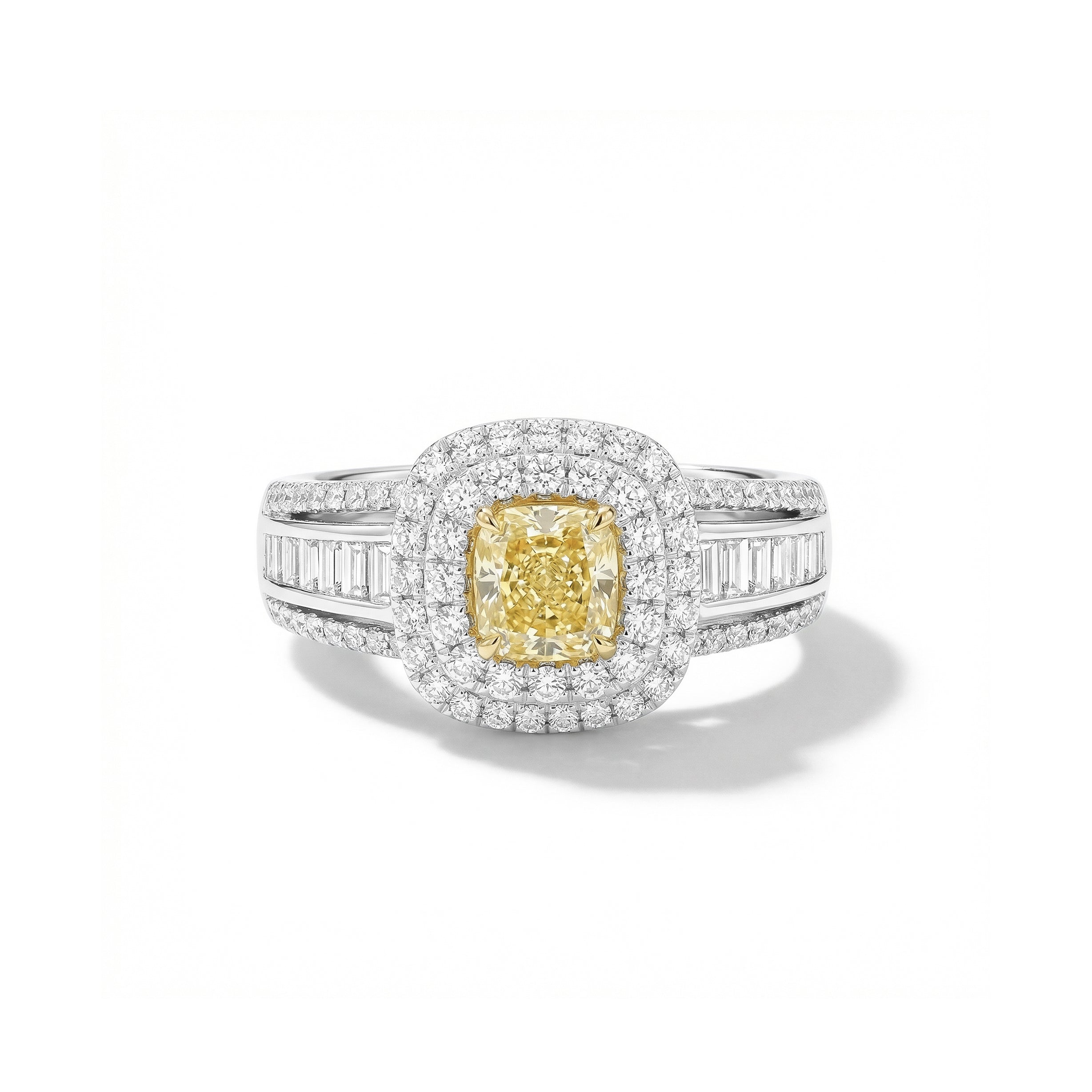 Natural Yellow Cushion Diamond Ring