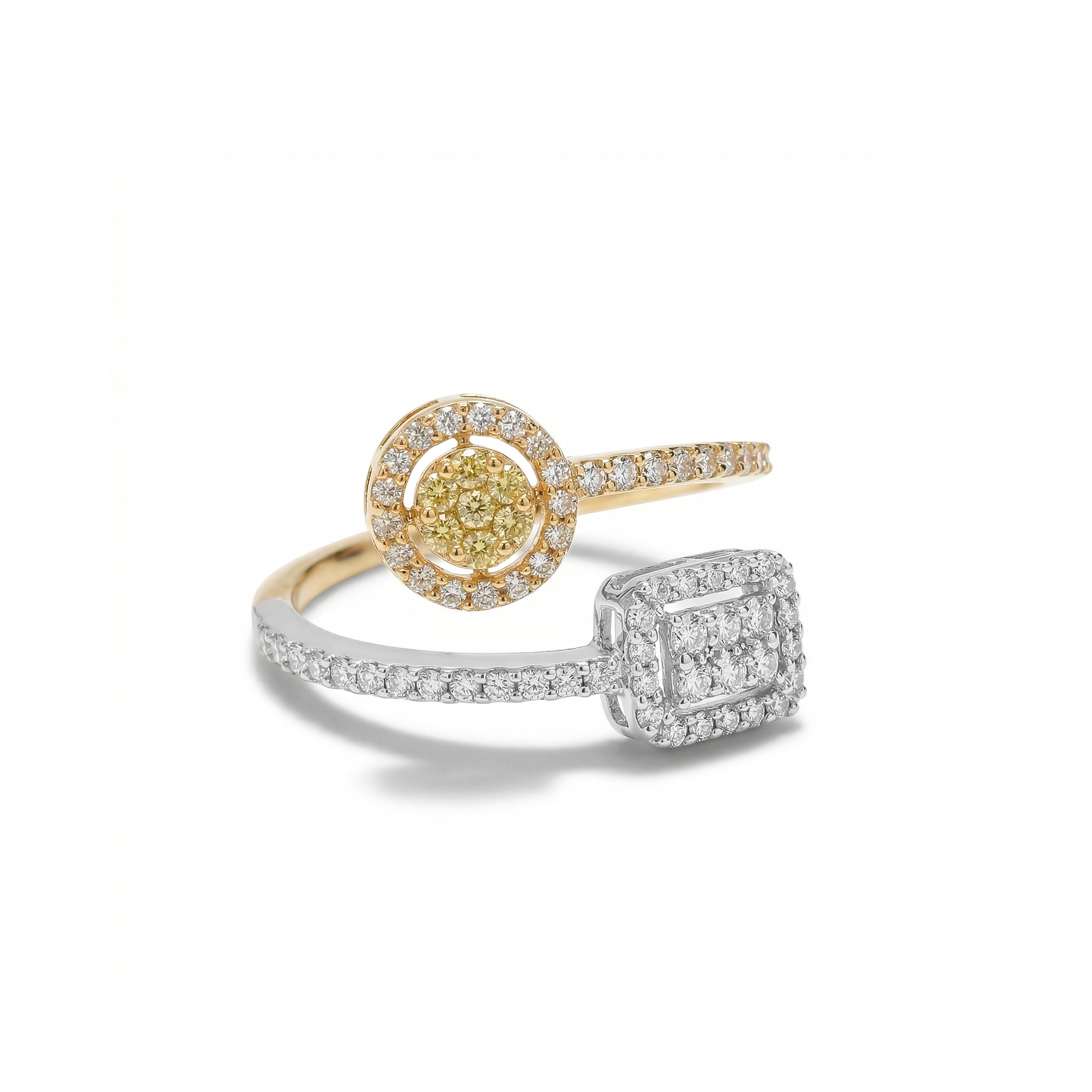 Natural Yellow & White Diamond Pavé Crossover Ring