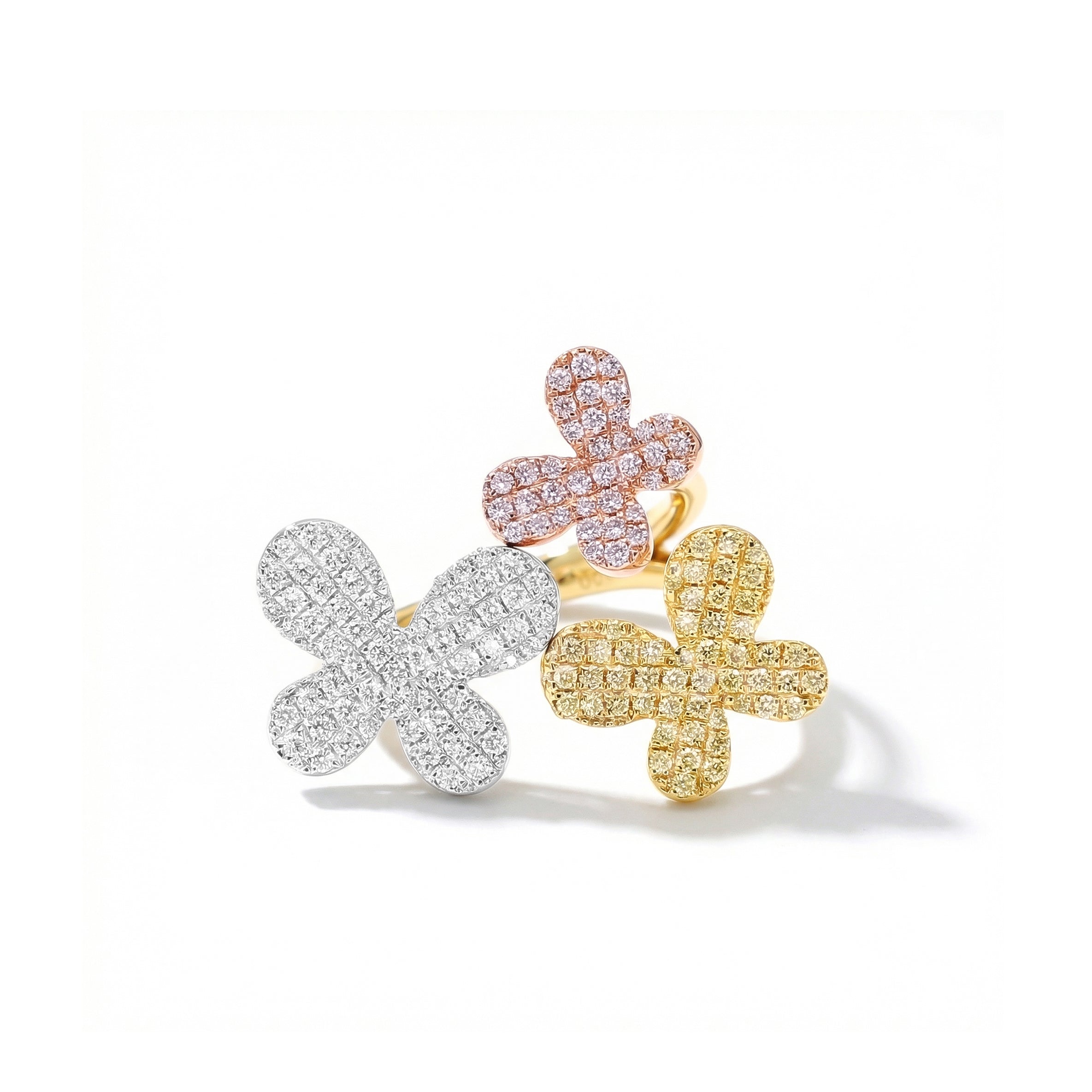 Natural Pavé Diamond Flower Ring